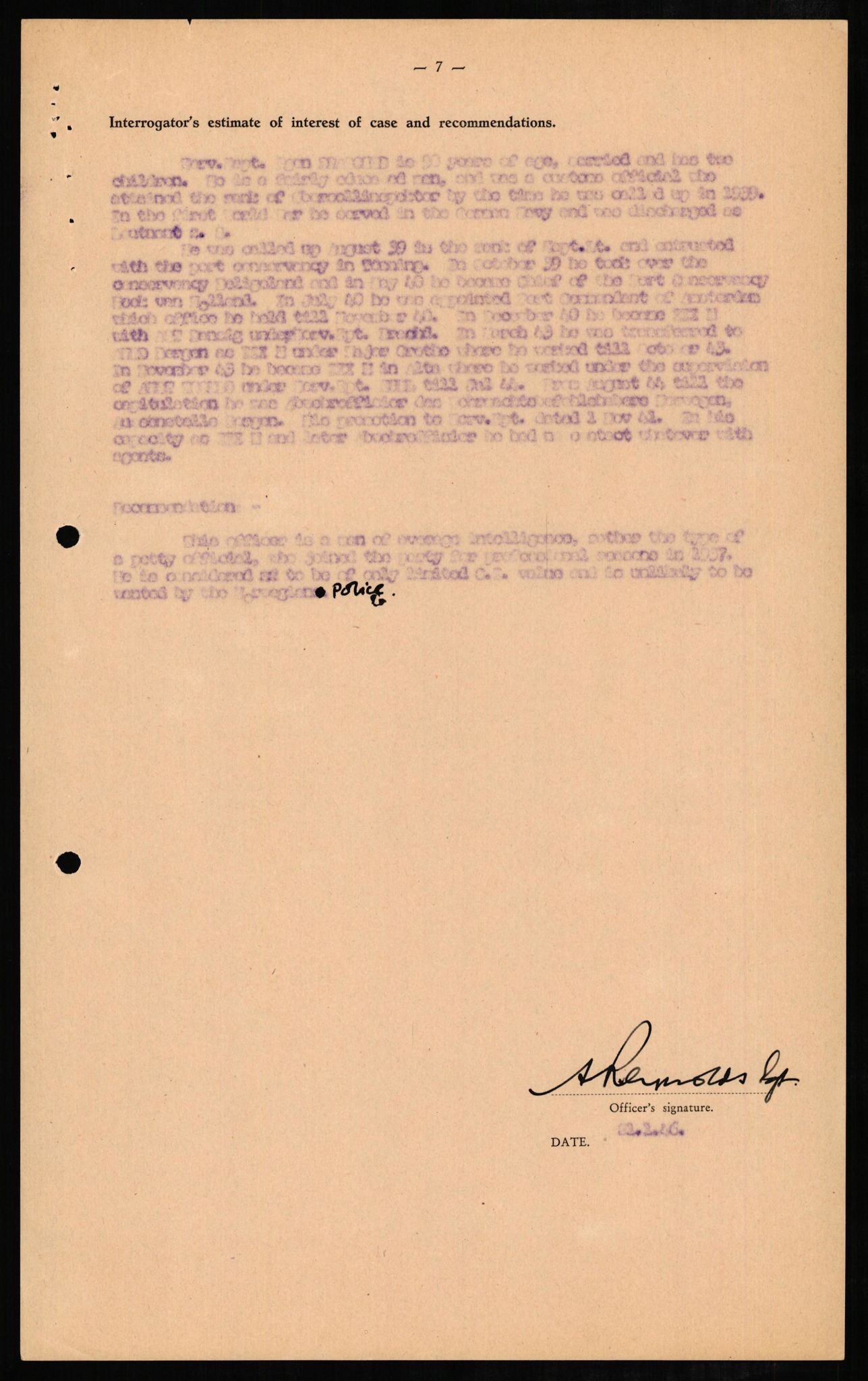 Forsvaret, Forsvarets overkommando II, AV/RA-RAFA-3915/D/Db/L0006: CI Questionaires. Tyske okkupasjonsstyrker i Norge. Tyskere., 1945-1946, p. 188