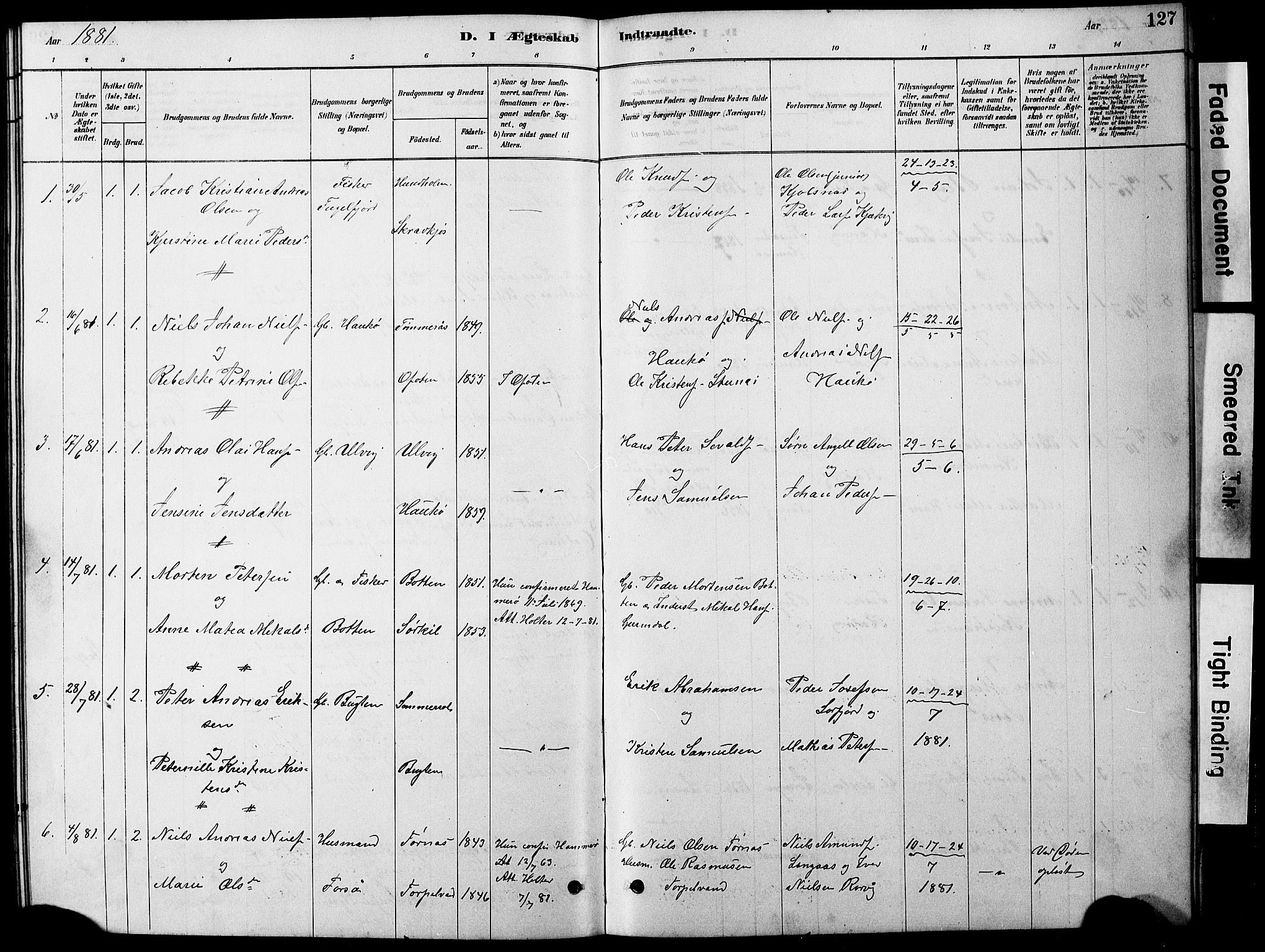 Ministerialprotokoller, klokkerbøker og fødselsregistre - Nordland, AV/SAT-A-1459/861/L0875: Parish register (copy) no. 861C01, 1879-1887, p. 127