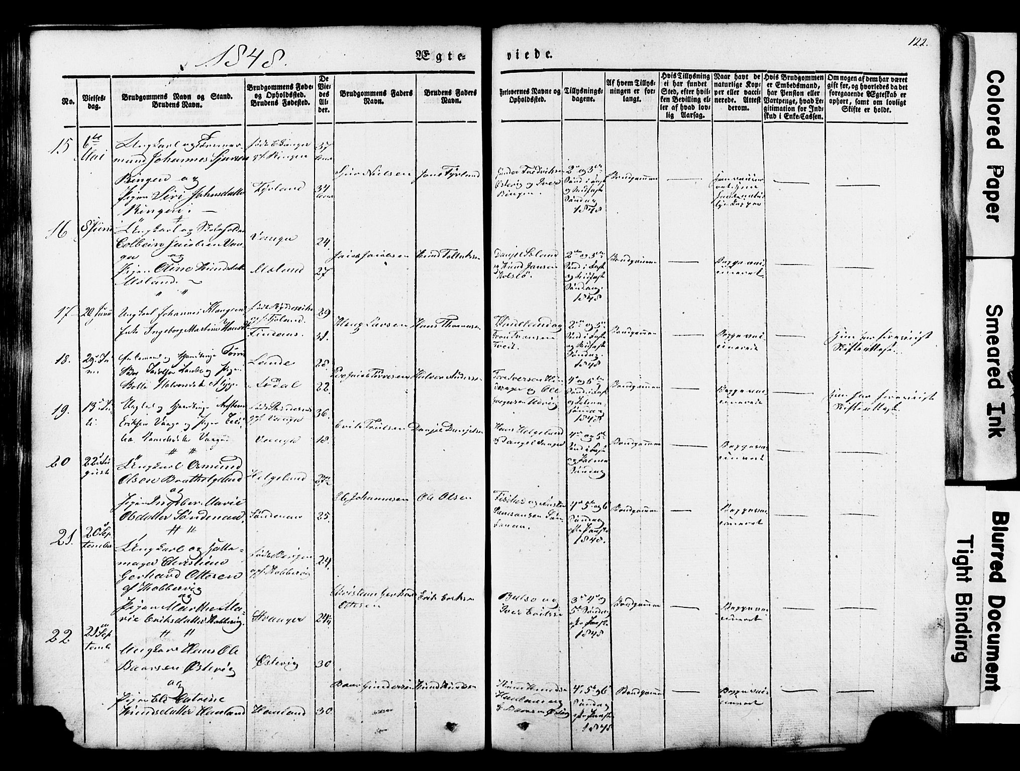 Avaldsnes sokneprestkontor, SAST/A -101851/H/Ha/Haa/L0007: Parish register (official) no. A 7, 1841-1853, p. 122