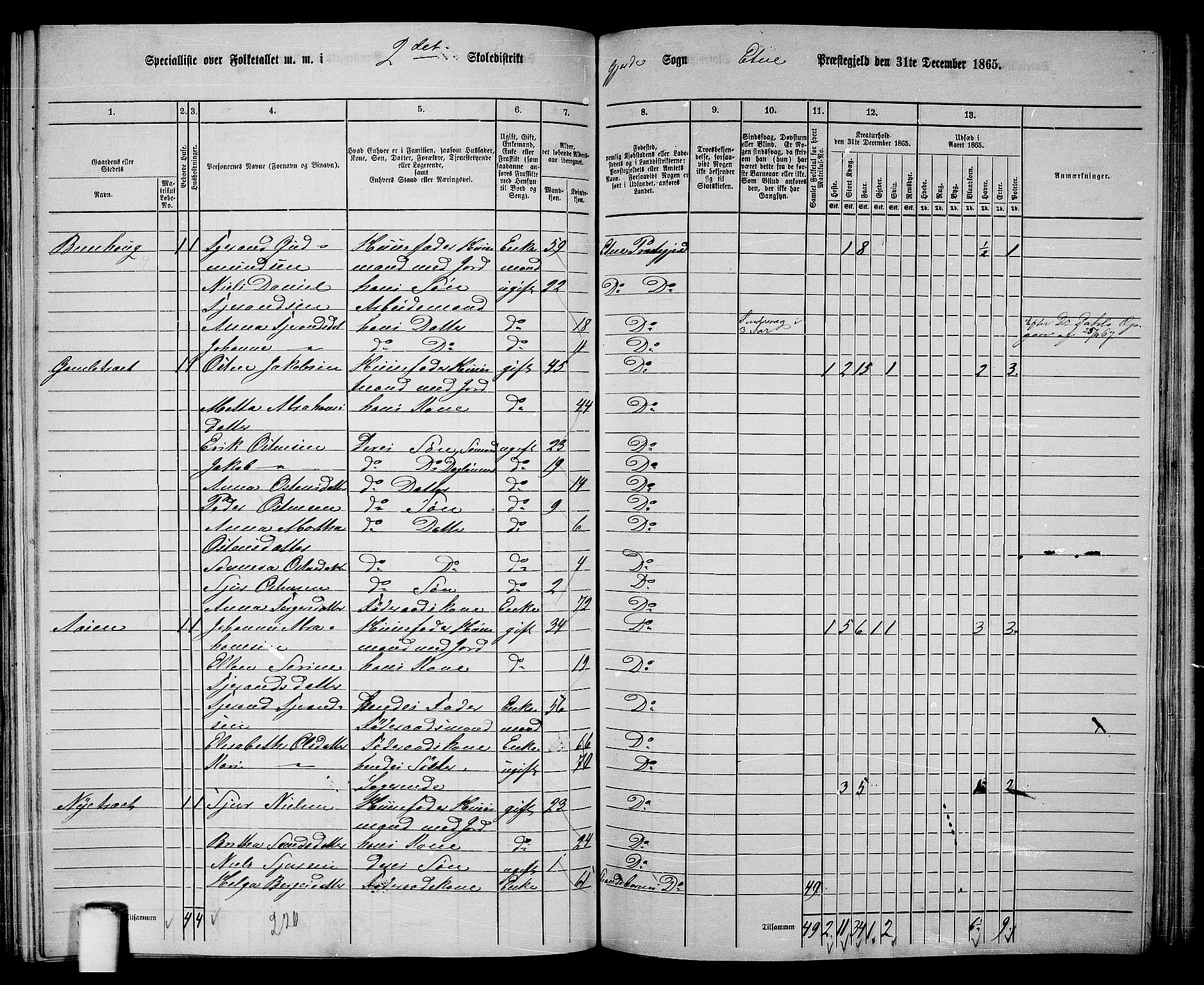 RA, 1865 census for Etne, 1865, p. 144