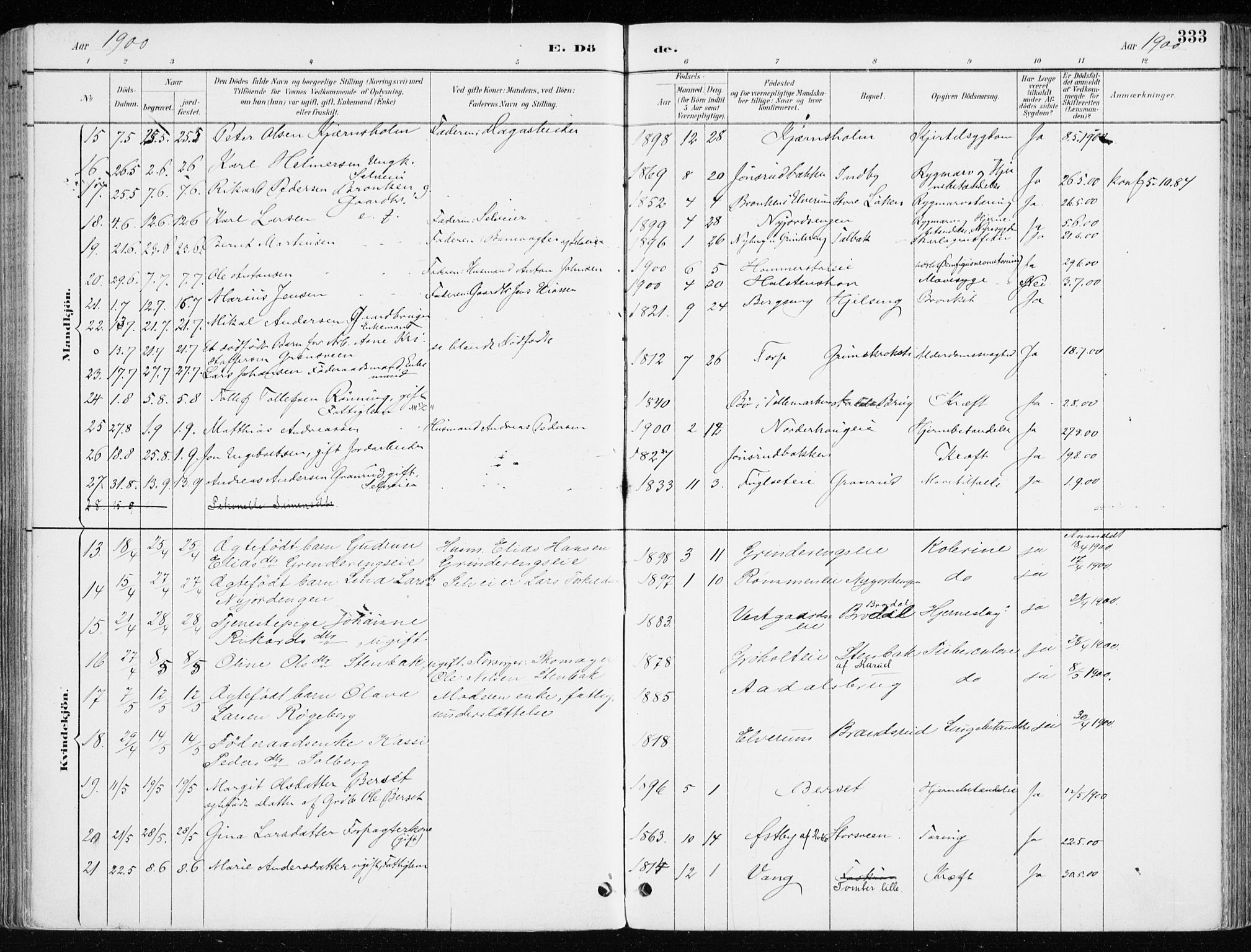 Løten prestekontor, AV/SAH-PREST-022/K/Ka/L0010: Parish register (official) no. 10, 1892-1907, p. 333