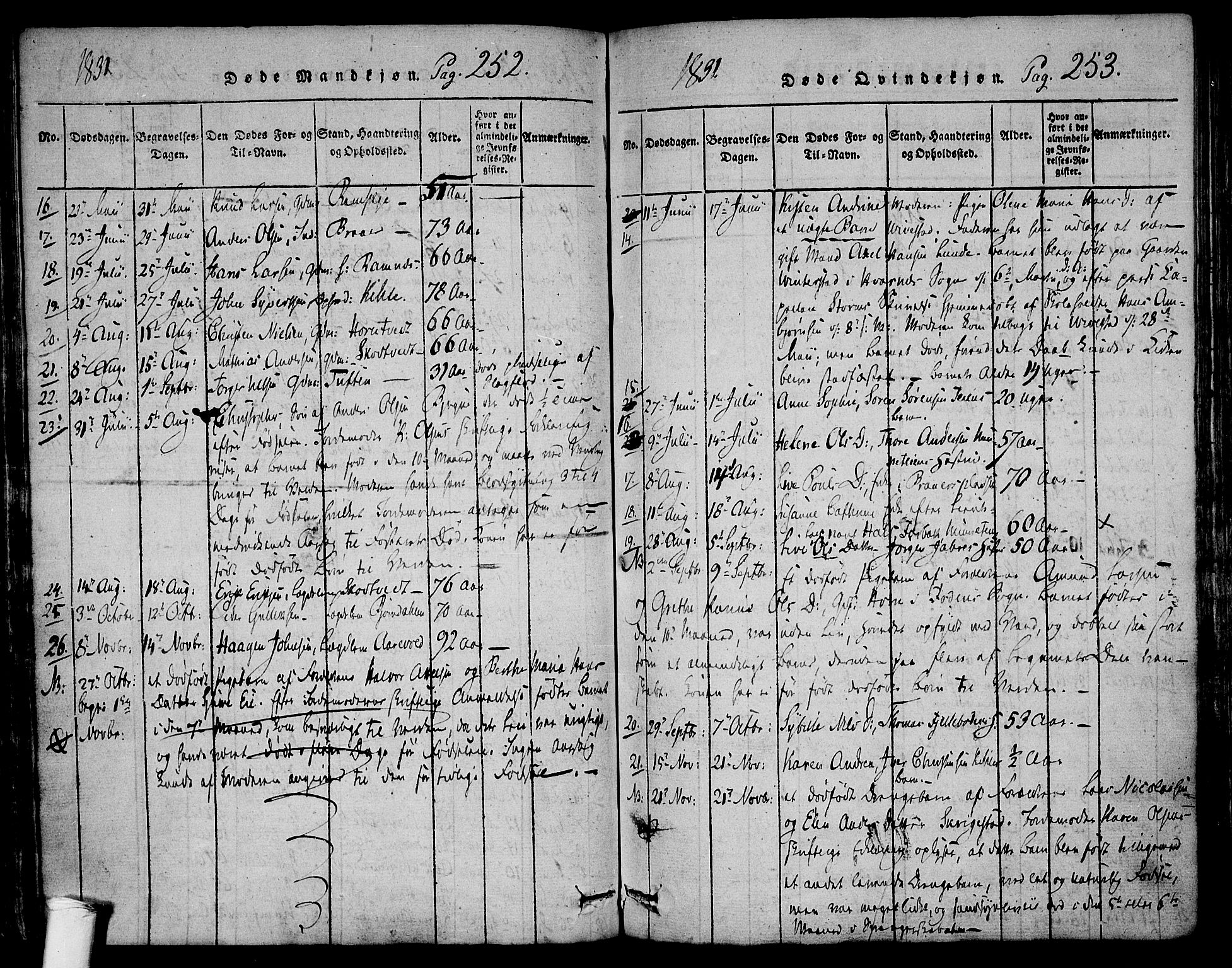 Ramnes kirkebøker, AV/SAKO-A-314/F/Fa/L0004: Parish register (official) no. I 4, 1813-1840, p. 252-253