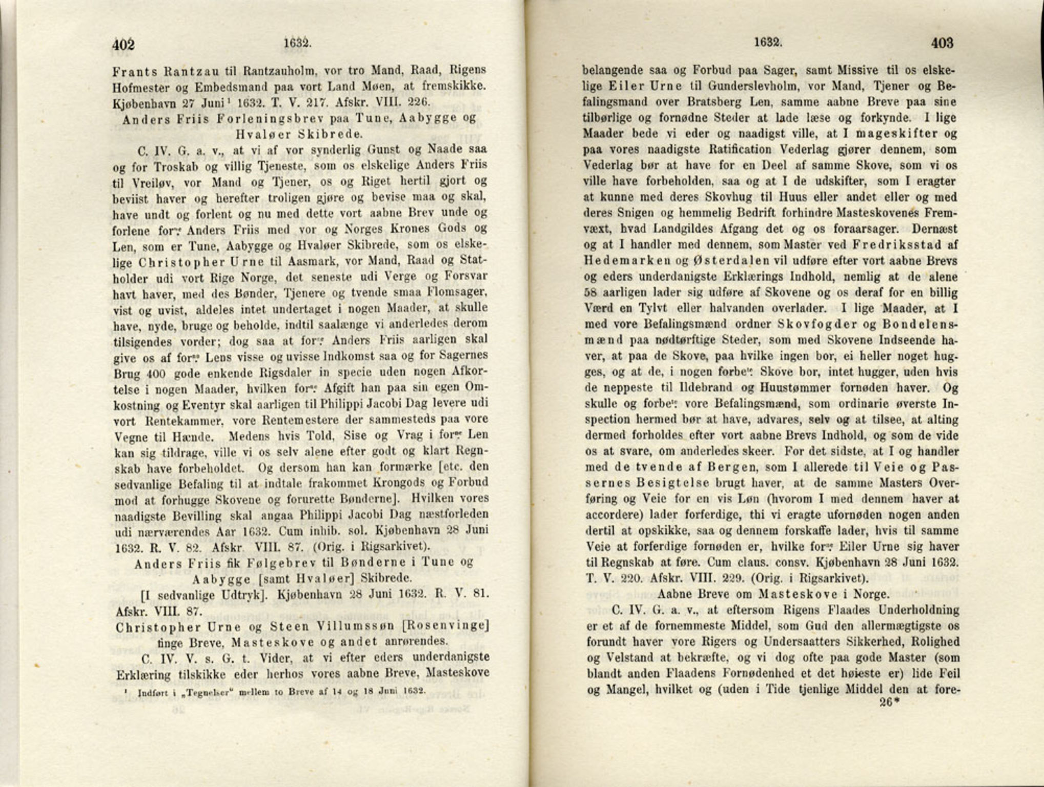 Publikasjoner utgitt av Det Norske Historiske Kildeskriftfond, PUBL/-/-/-: Norske Rigs-Registranter, bind 6, 1628-1634, p. 402-403