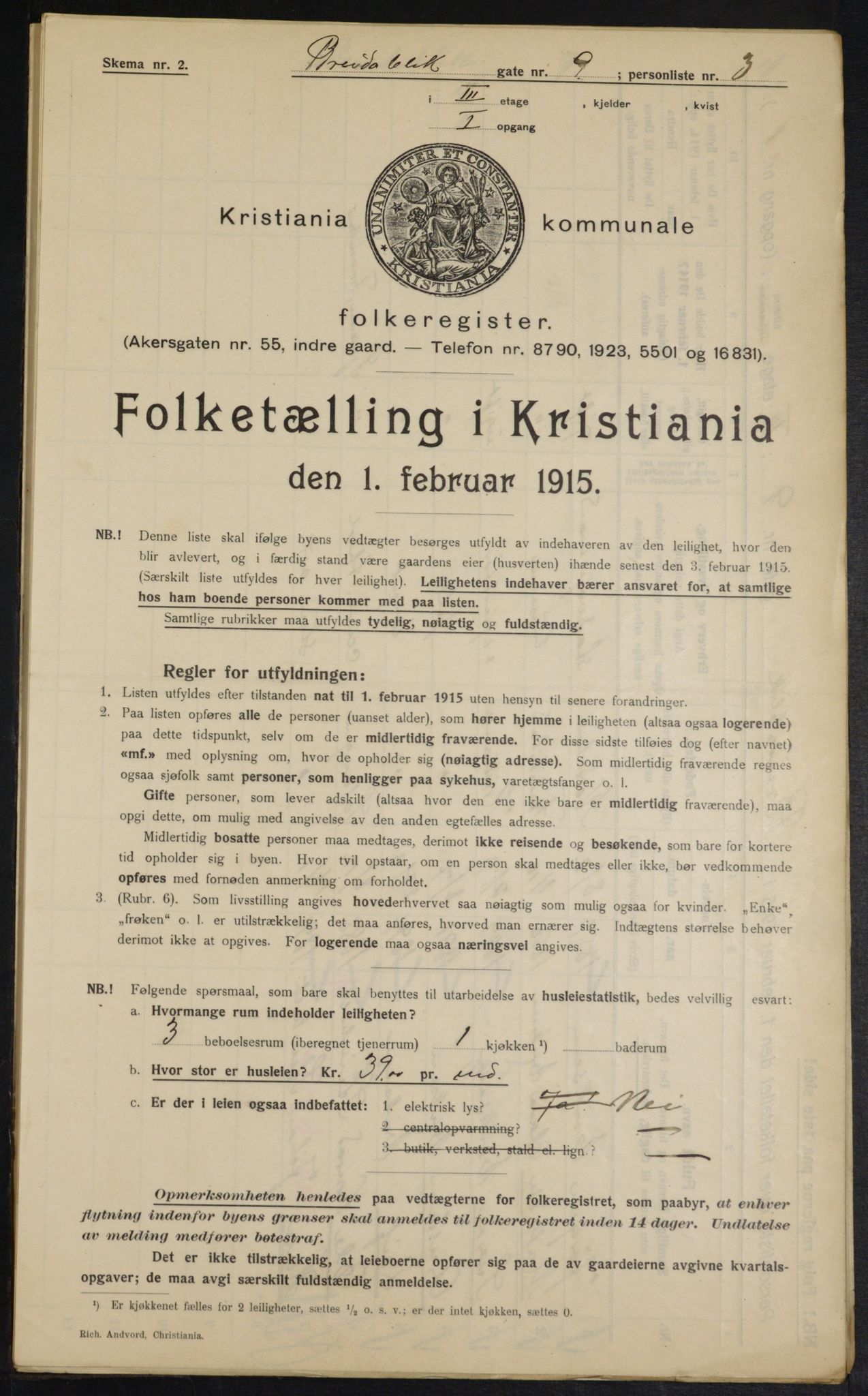 OBA, Municipal Census 1915 for Kristiania, 1915, p. 8016