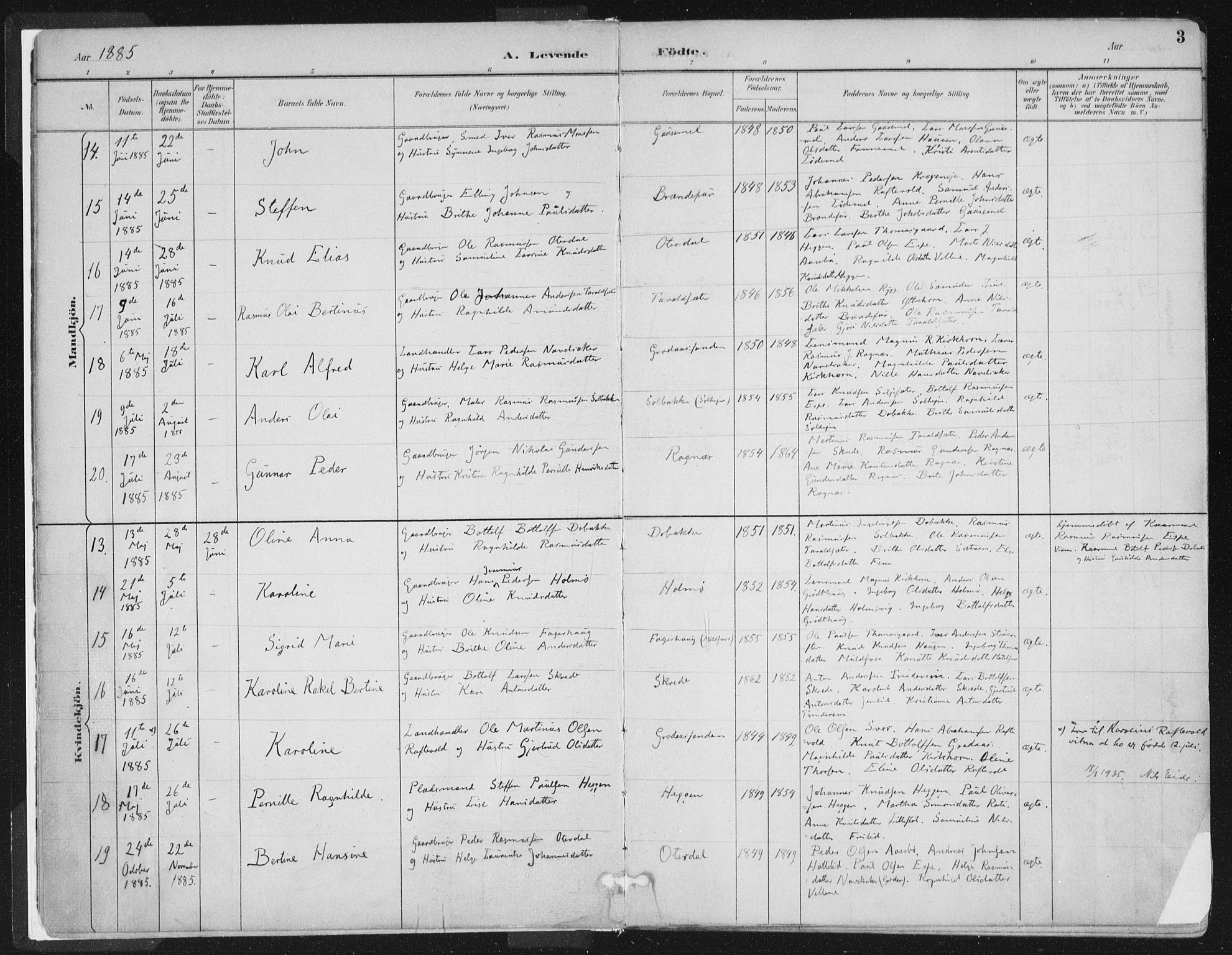 Hornindal sokneprestembete, AV/SAB-A-82401/H/Haa/Haaa/L0003/0001: Parish register (official) no. A 3A, 1887-1917, p. 3