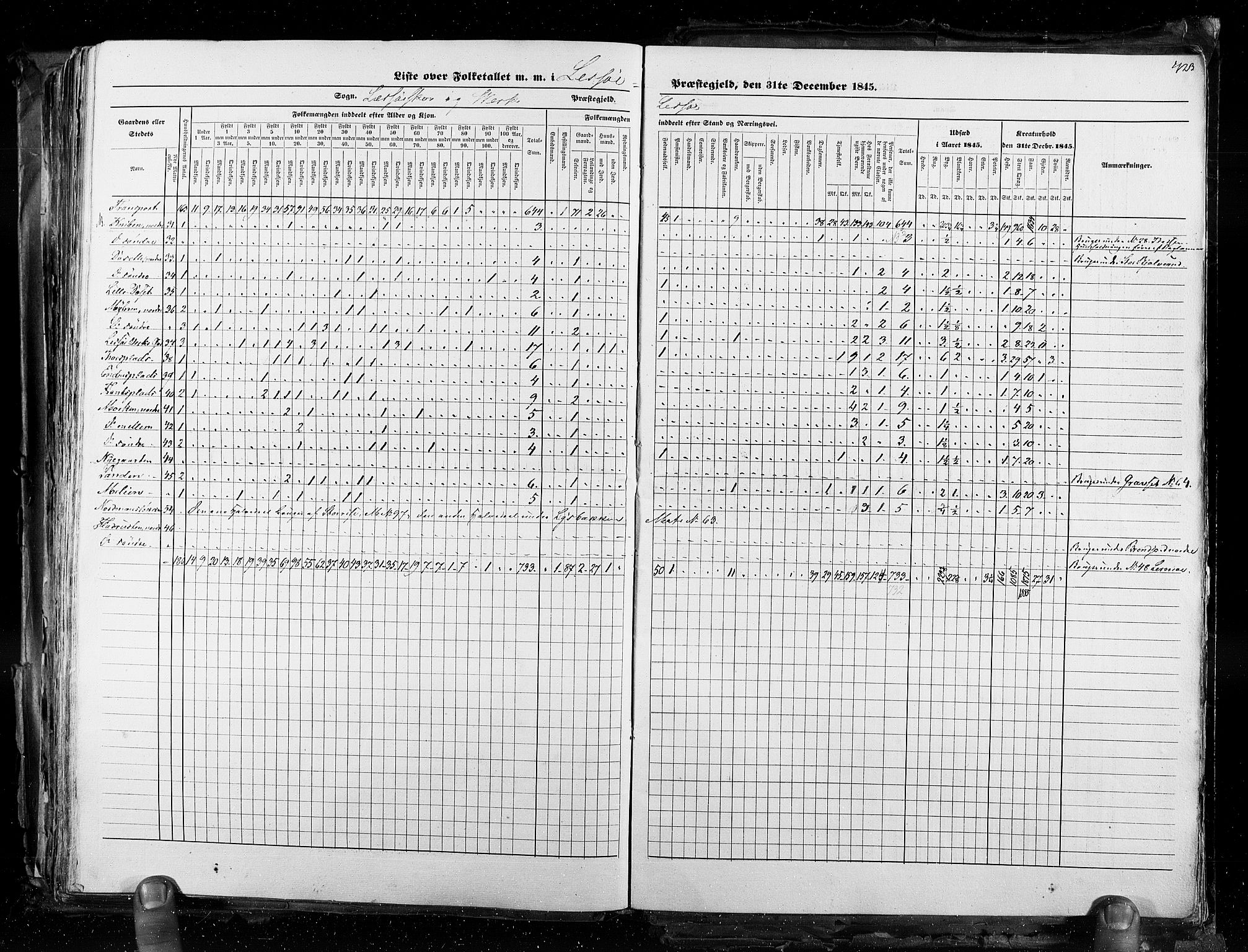 RA, Census 1845, vol. 3: Hedemarken amt og Kristians amt, 1845, p. 423