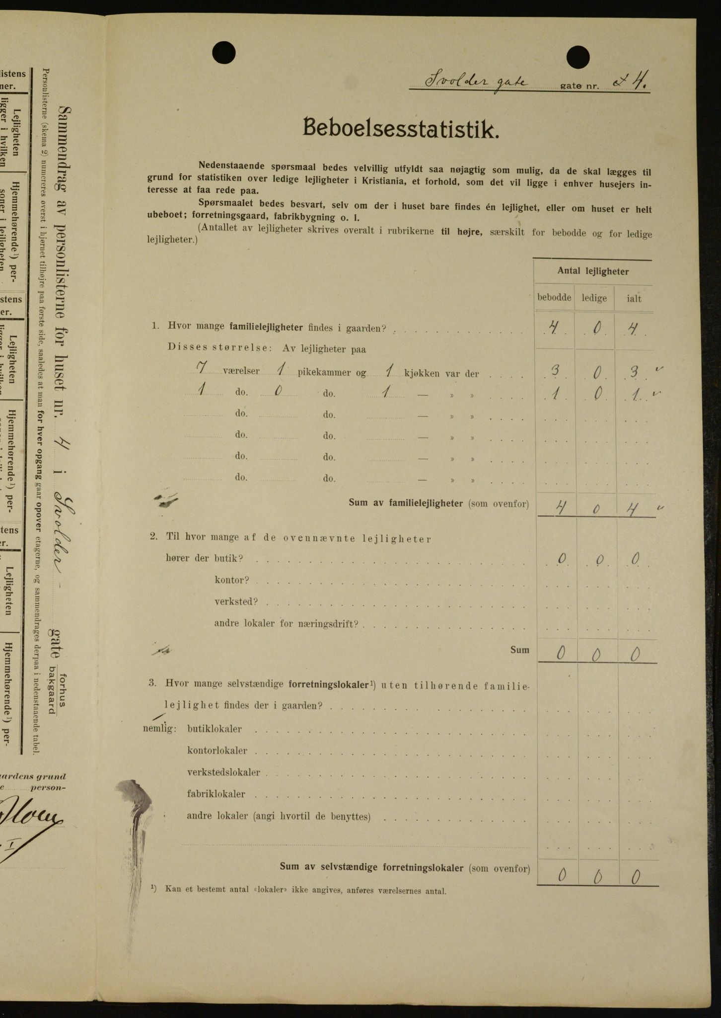 OBA, Municipal Census 1909 for Kristiania, 1909, p. 96074