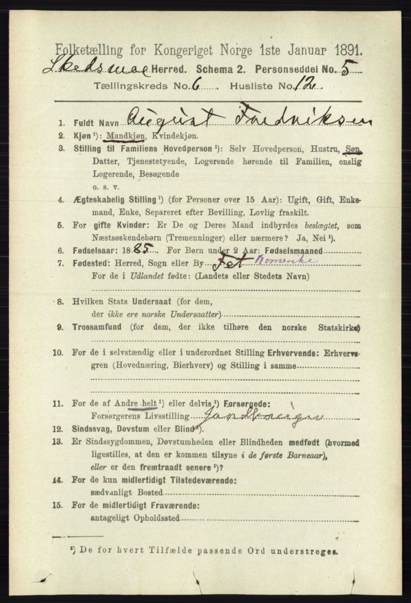 RA, 1891 census for 0231 Skedsmo, 1891, p. 2798