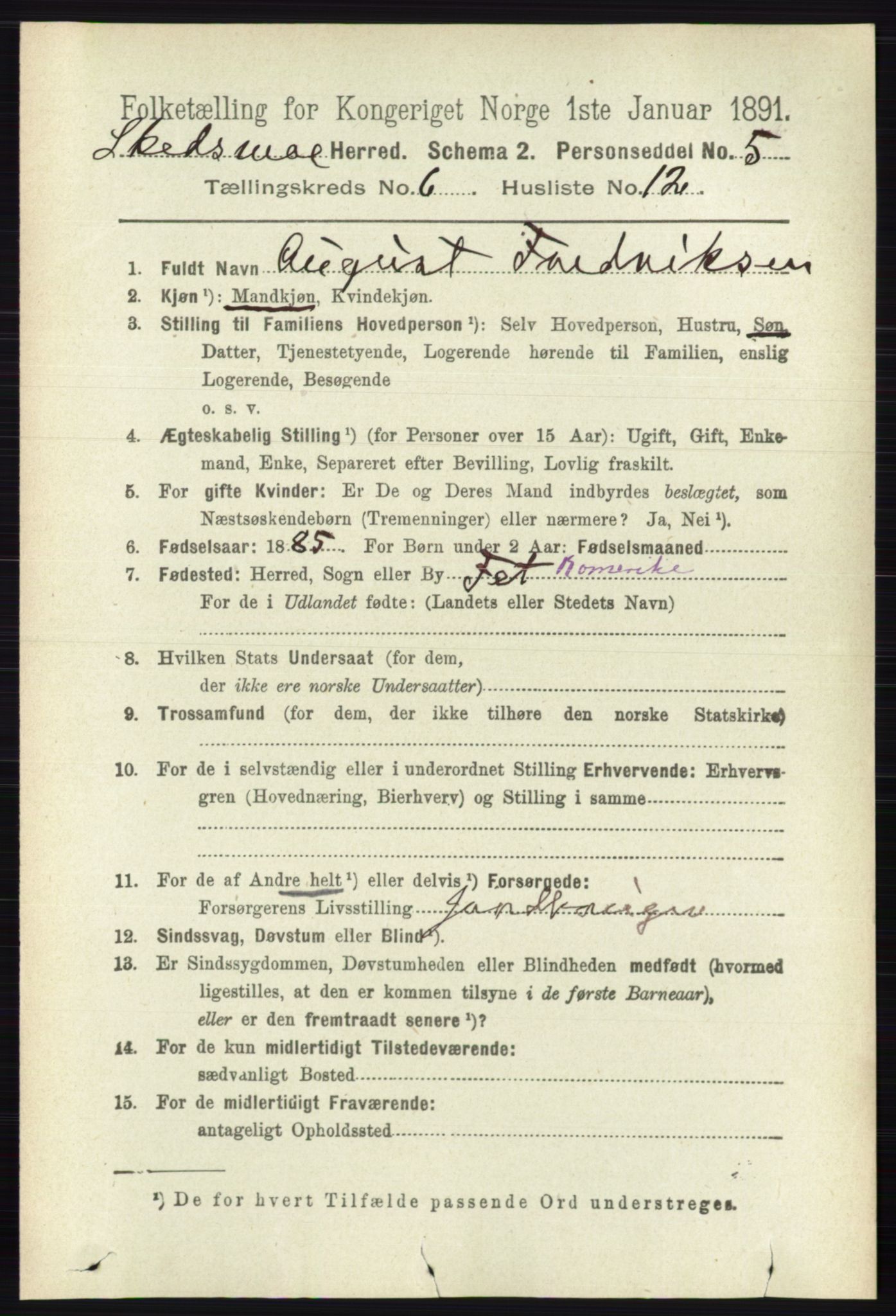 RA, 1891 census for 0231 Skedsmo, 1891, p. 2798