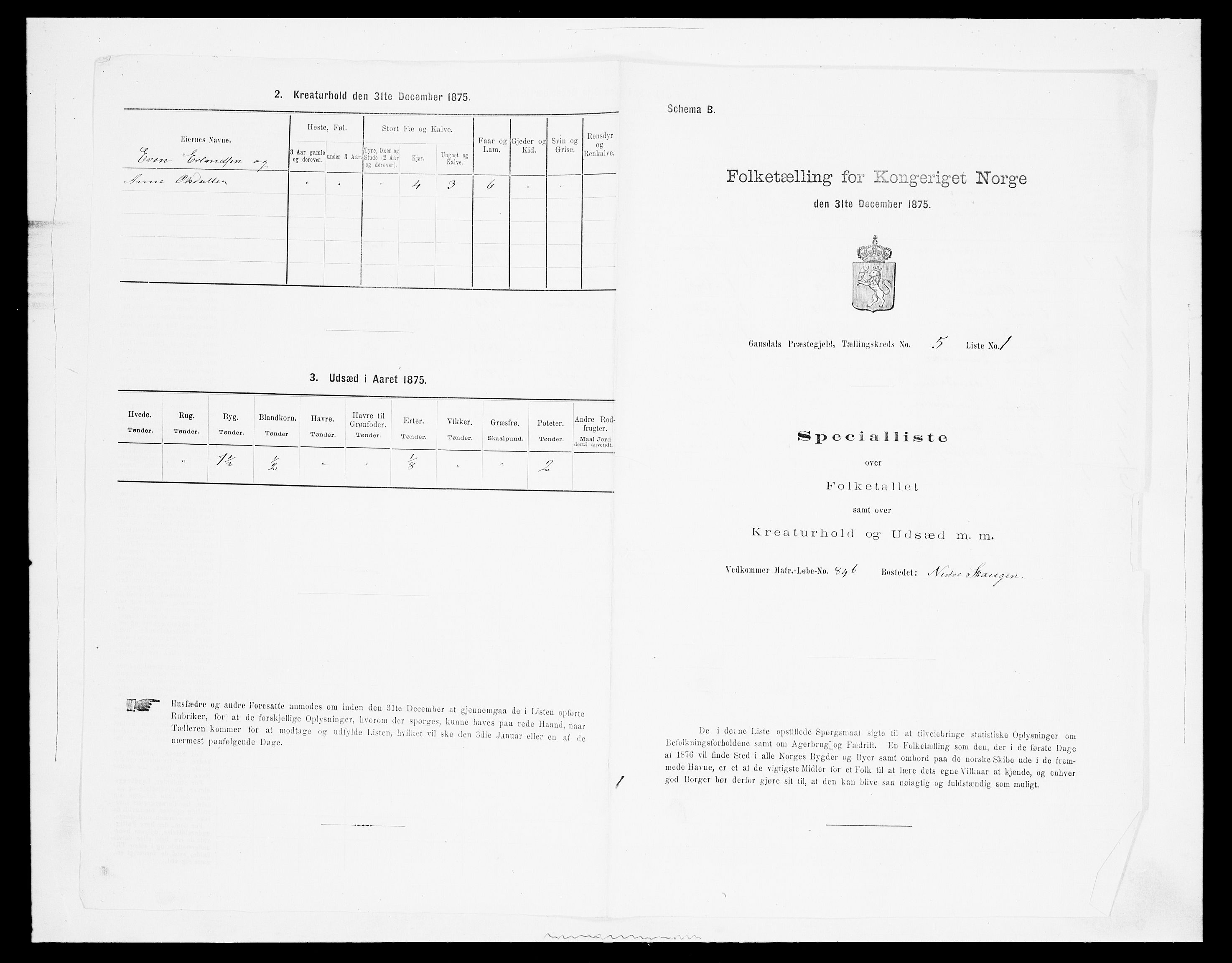 SAH, 1875 census for 0522P Gausdal, 1875, p. 876