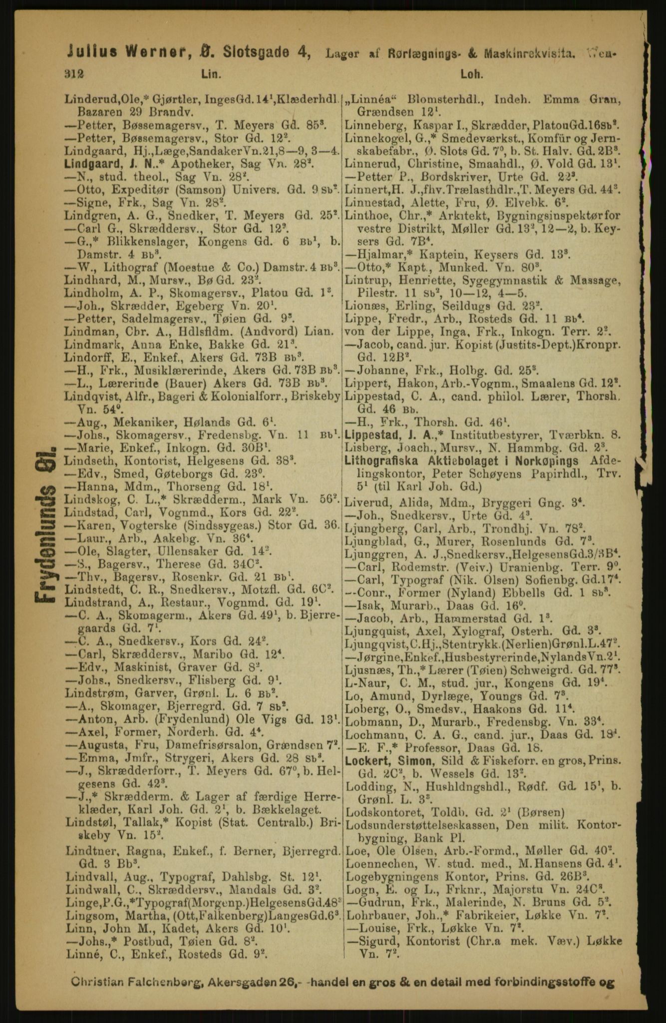 Kristiania/Oslo adressebok, PUBL/-, 1891, p. 312