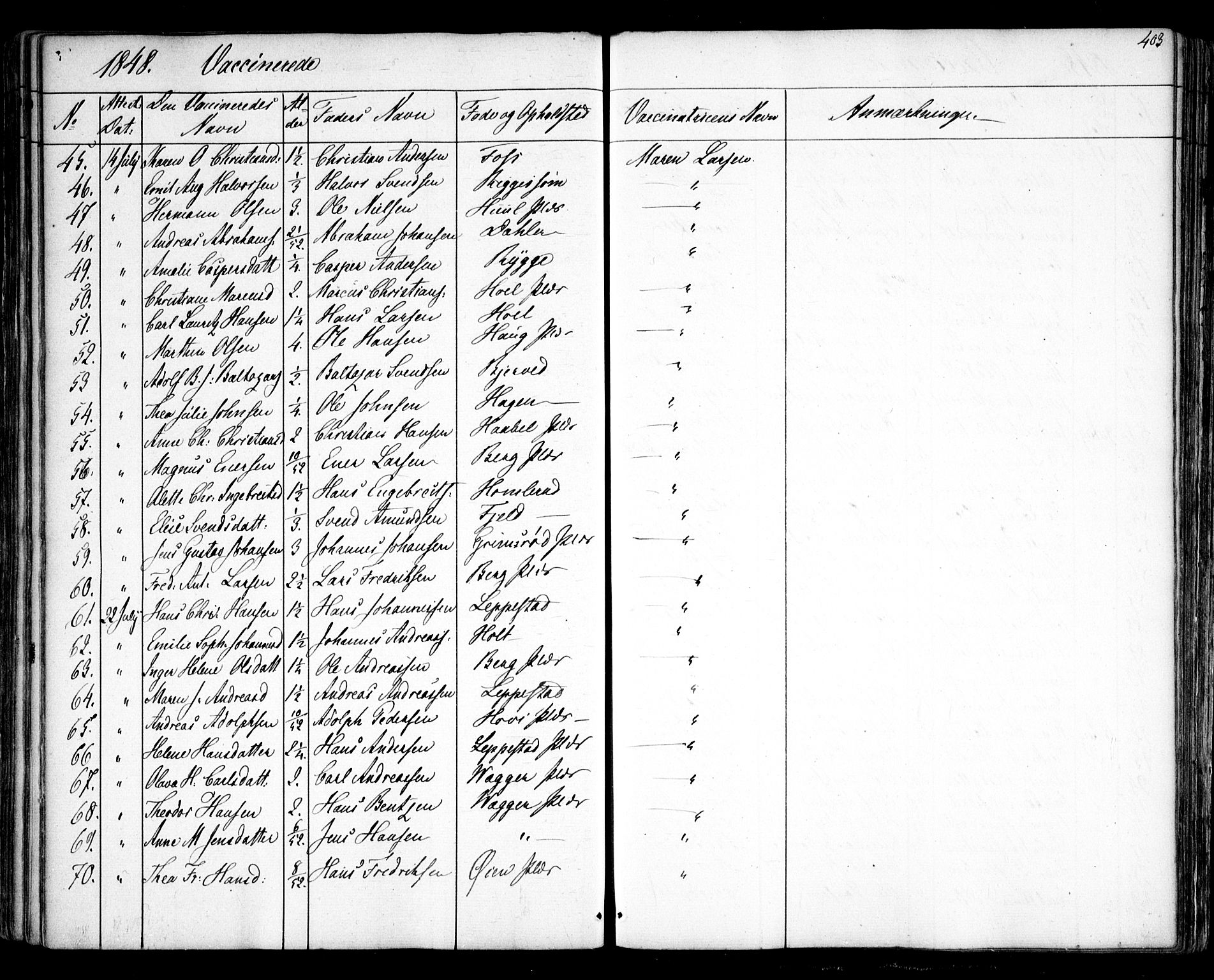 Hobøl prestekontor Kirkebøker, AV/SAO-A-2002/F/Fa/L0003: Parish register (official) no. I 3, 1842-1864, p. 403