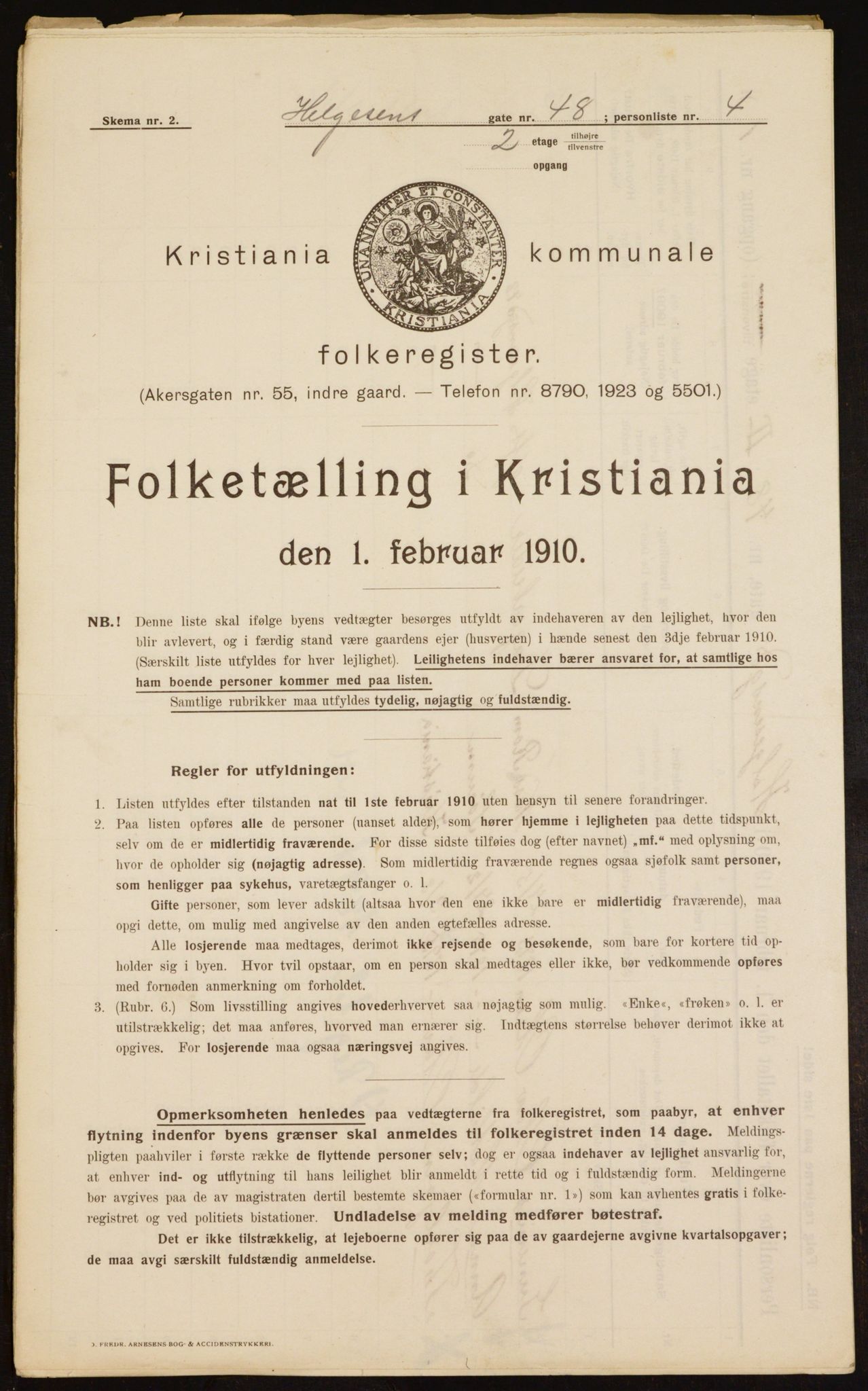 OBA, Municipal Census 1910 for Kristiania, 1910, p. 37108