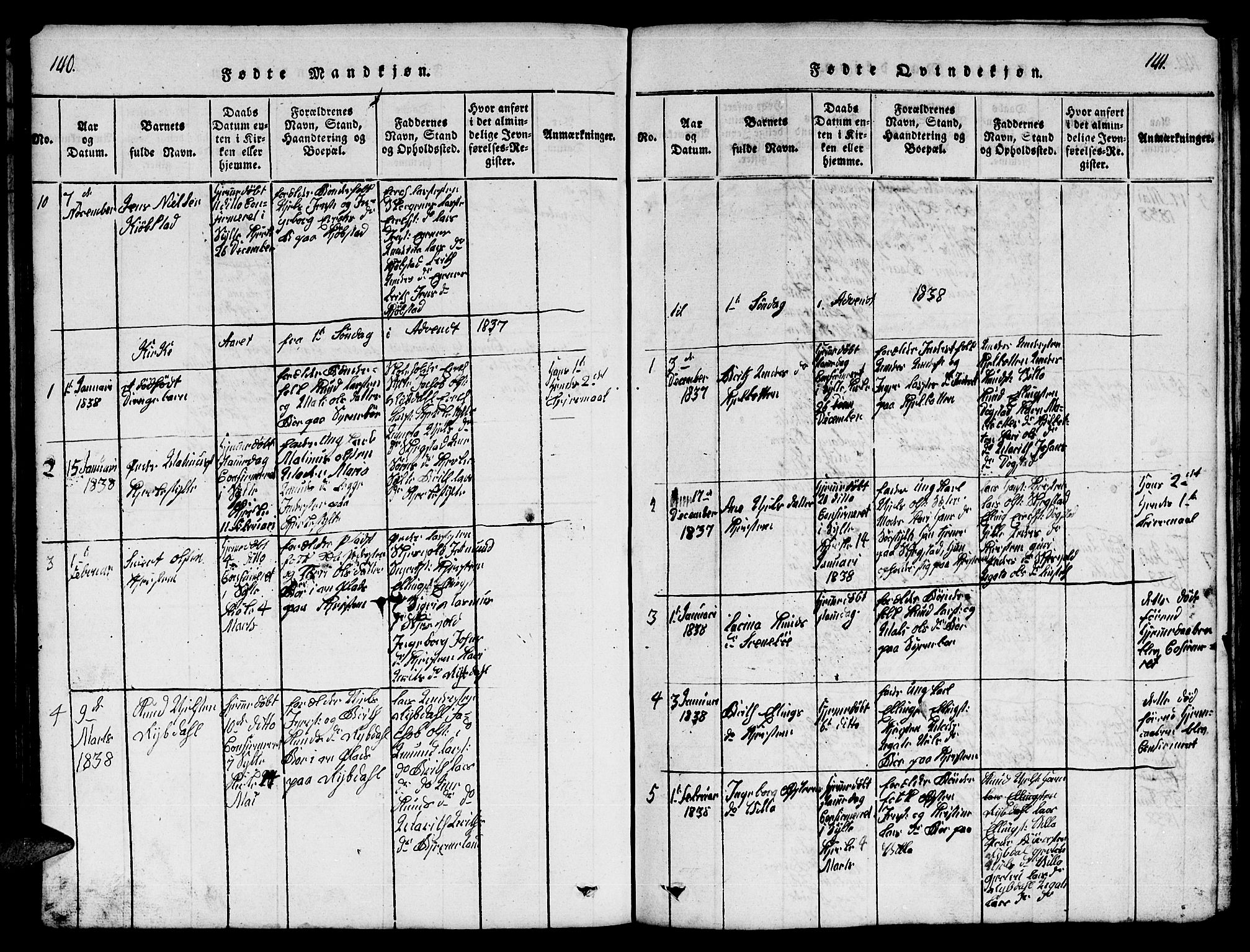 Ministerialprotokoller, klokkerbøker og fødselsregistre - Møre og Romsdal, SAT/A-1454/541/L0546: Parish register (copy) no. 541C01, 1818-1856, p. 140-141