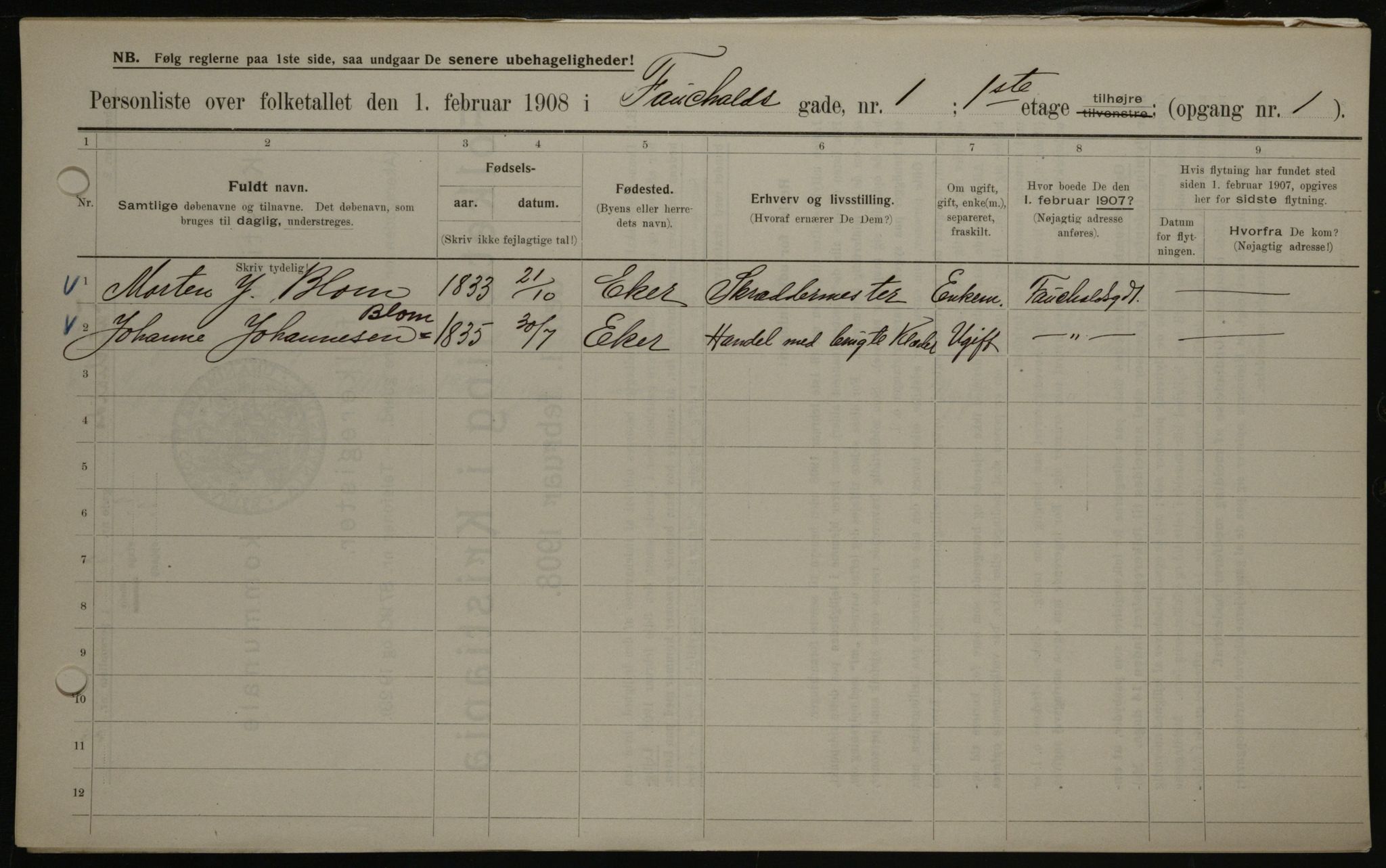 OBA, Municipal Census 1908 for Kristiania, 1908, p. 21504