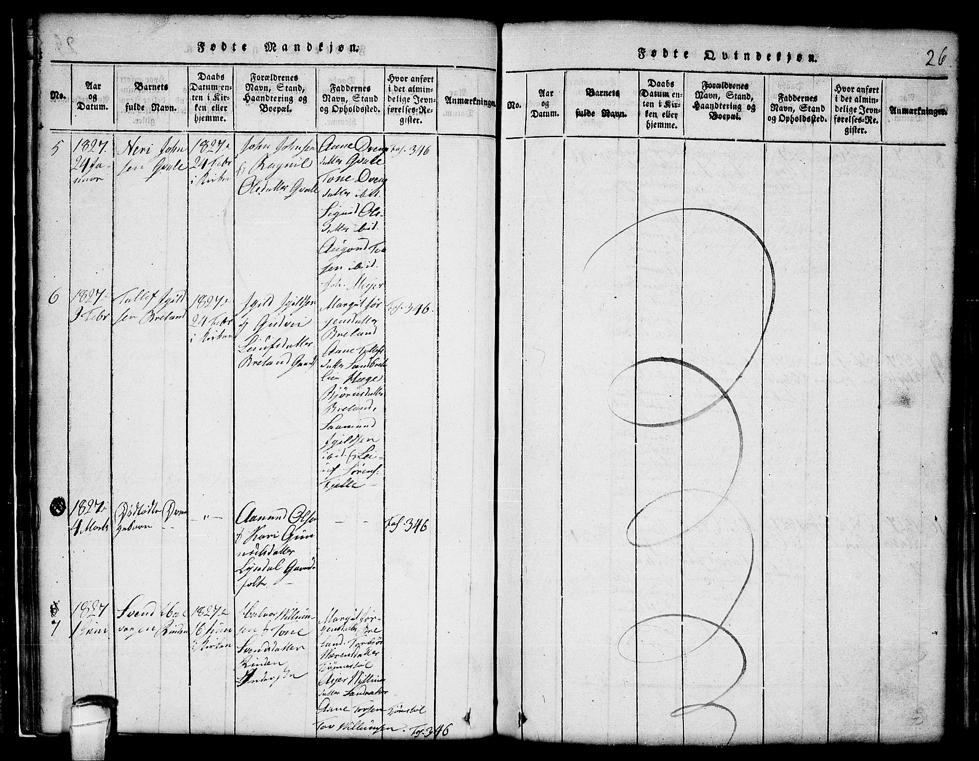 Lårdal kirkebøker, SAKO/A-284/G/Gc/L0001: Parish register (copy) no. III 1, 1815-1854, p. 26