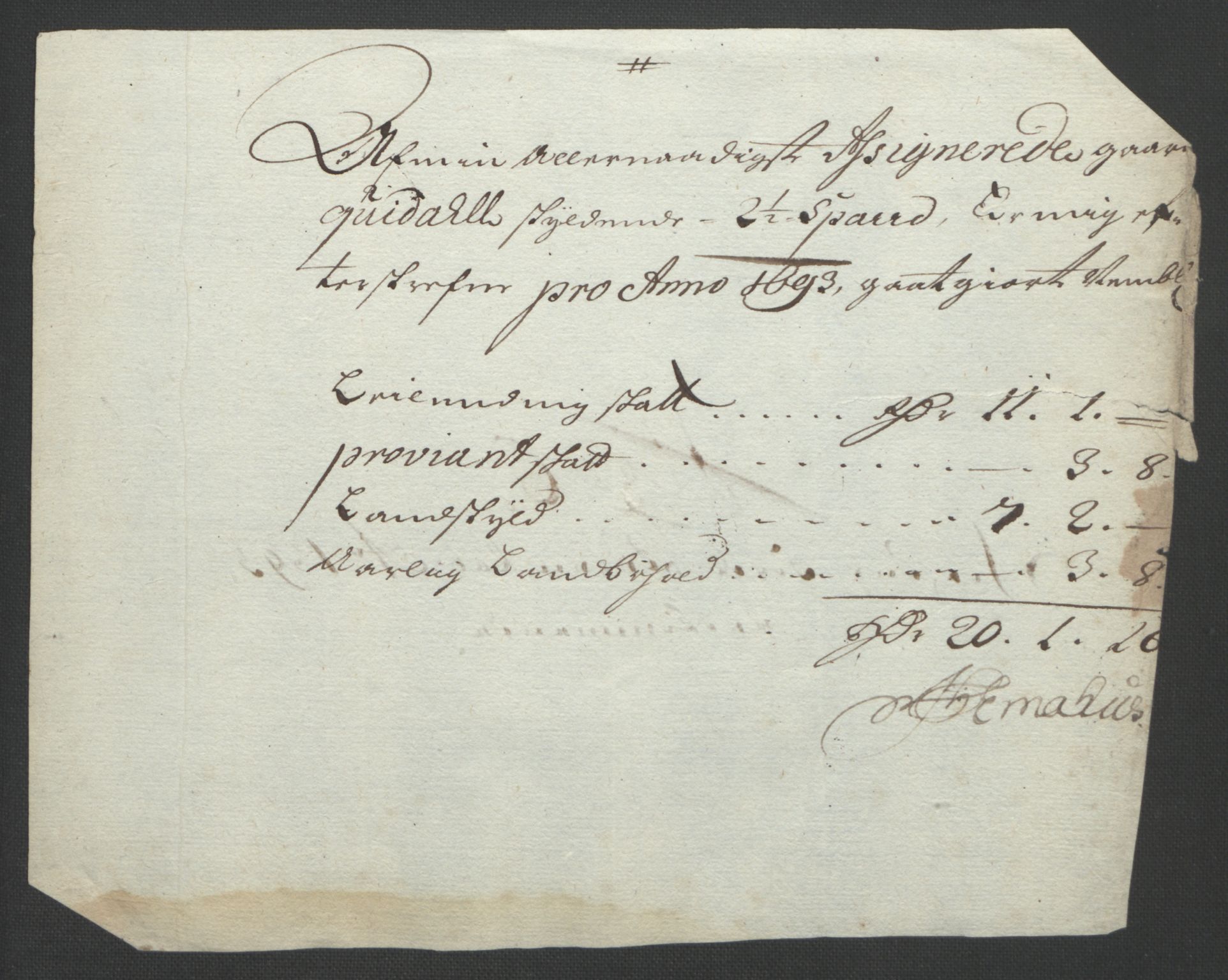 Rentekammeret inntil 1814, Reviderte regnskaper, Fogderegnskap, AV/RA-EA-4092/R57/L3849: Fogderegnskap Fosen, 1692-1693, p. 573