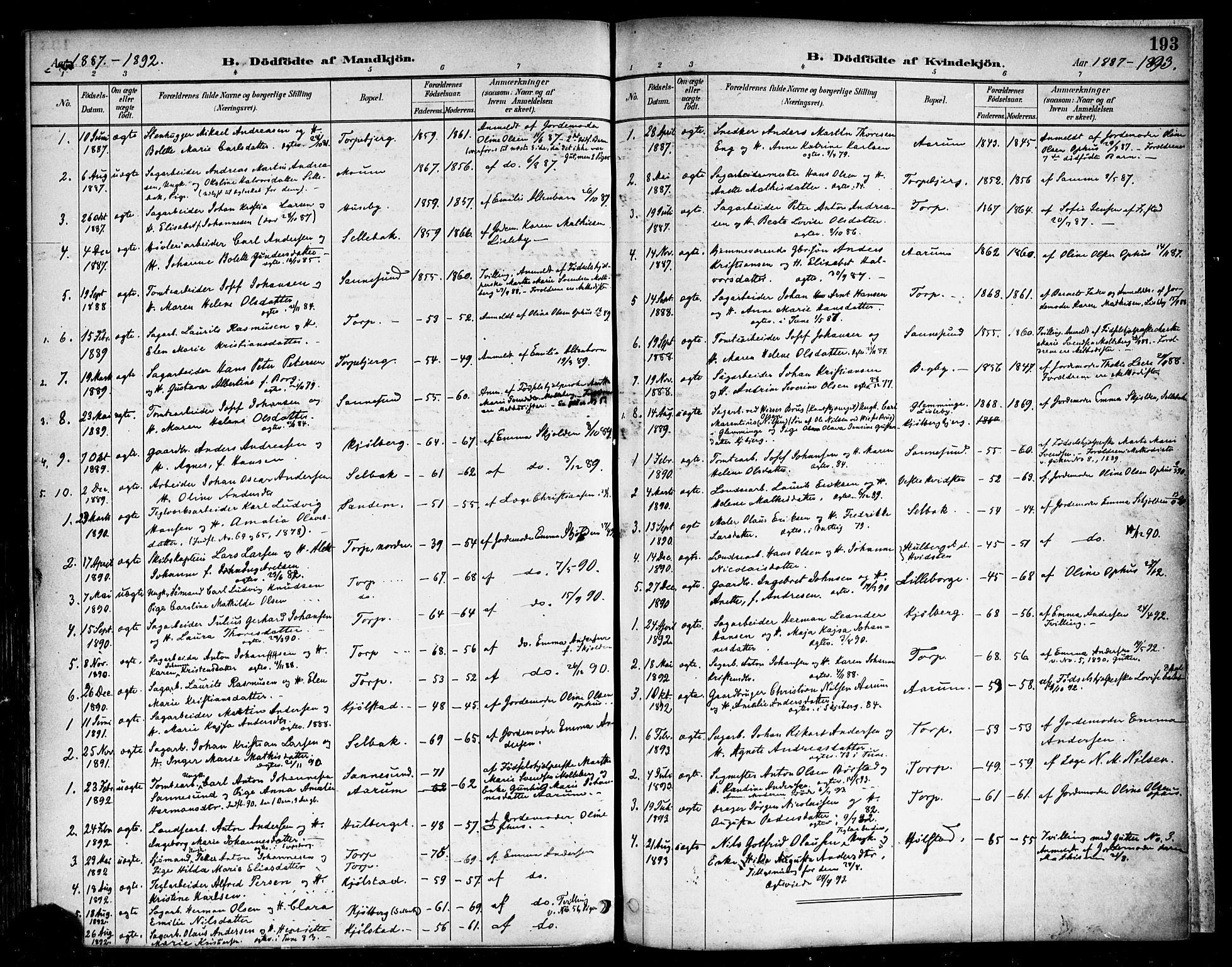 Borge prestekontor Kirkebøker, SAO/A-10903/F/Fa/L0008: Parish register (official) no. I 8A, 1887-1902, p. 193