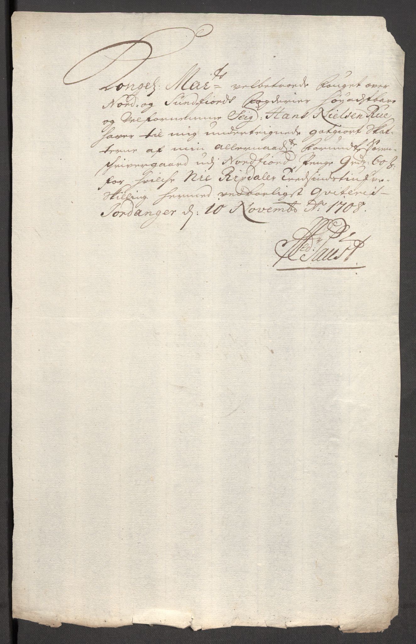 Rentekammeret inntil 1814, Reviderte regnskaper, Fogderegnskap, RA/EA-4092/R53/L3431: Fogderegnskap Sunn- og Nordfjord, 1708, p. 203