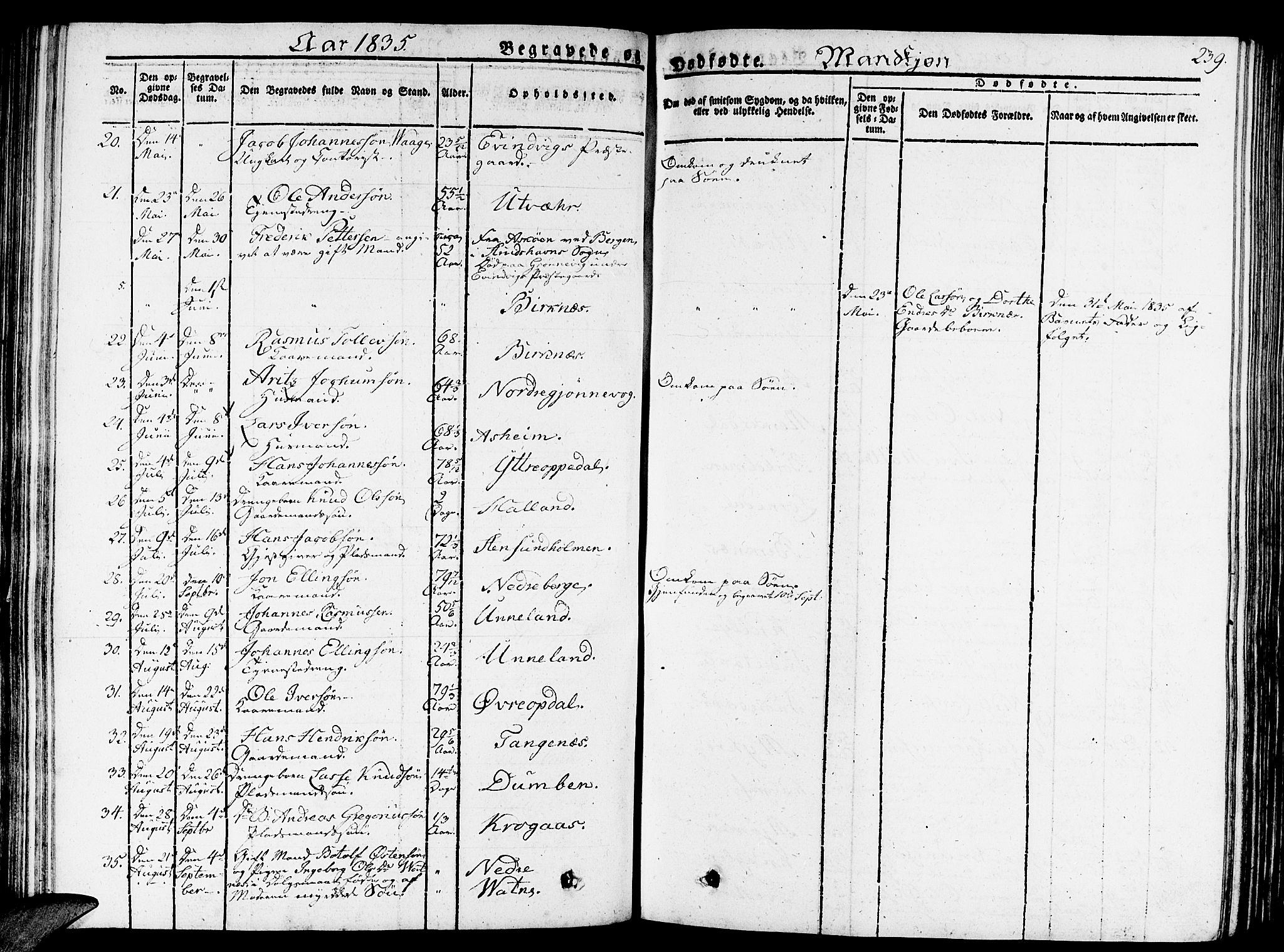 Gulen sokneprestembete, AV/SAB-A-80201/H/Haa/Haaa/L0019: Parish register (official) no. A 19, 1826-1836, p. 239