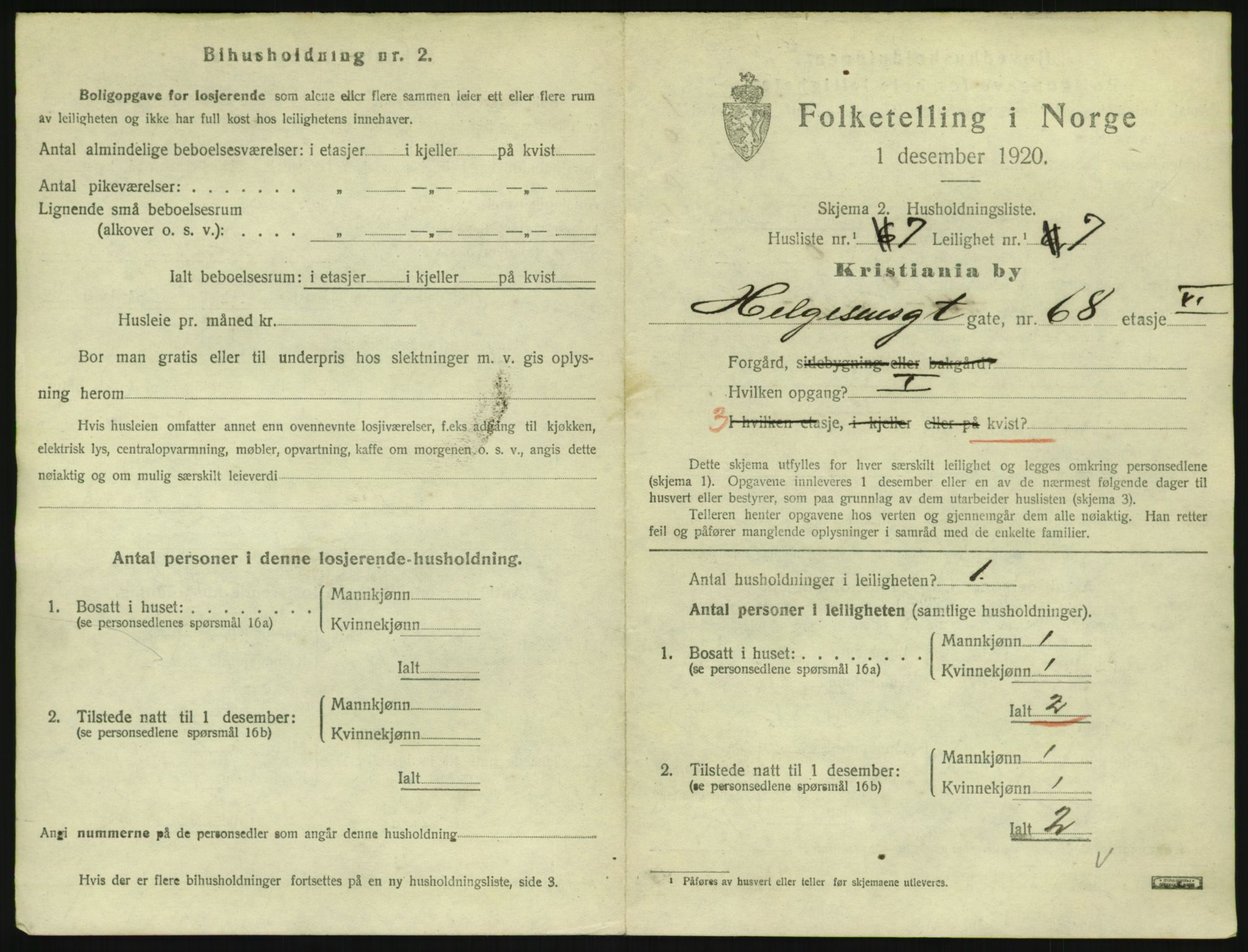 SAO, 1920 census for Kristiania, 1920, p. 39170