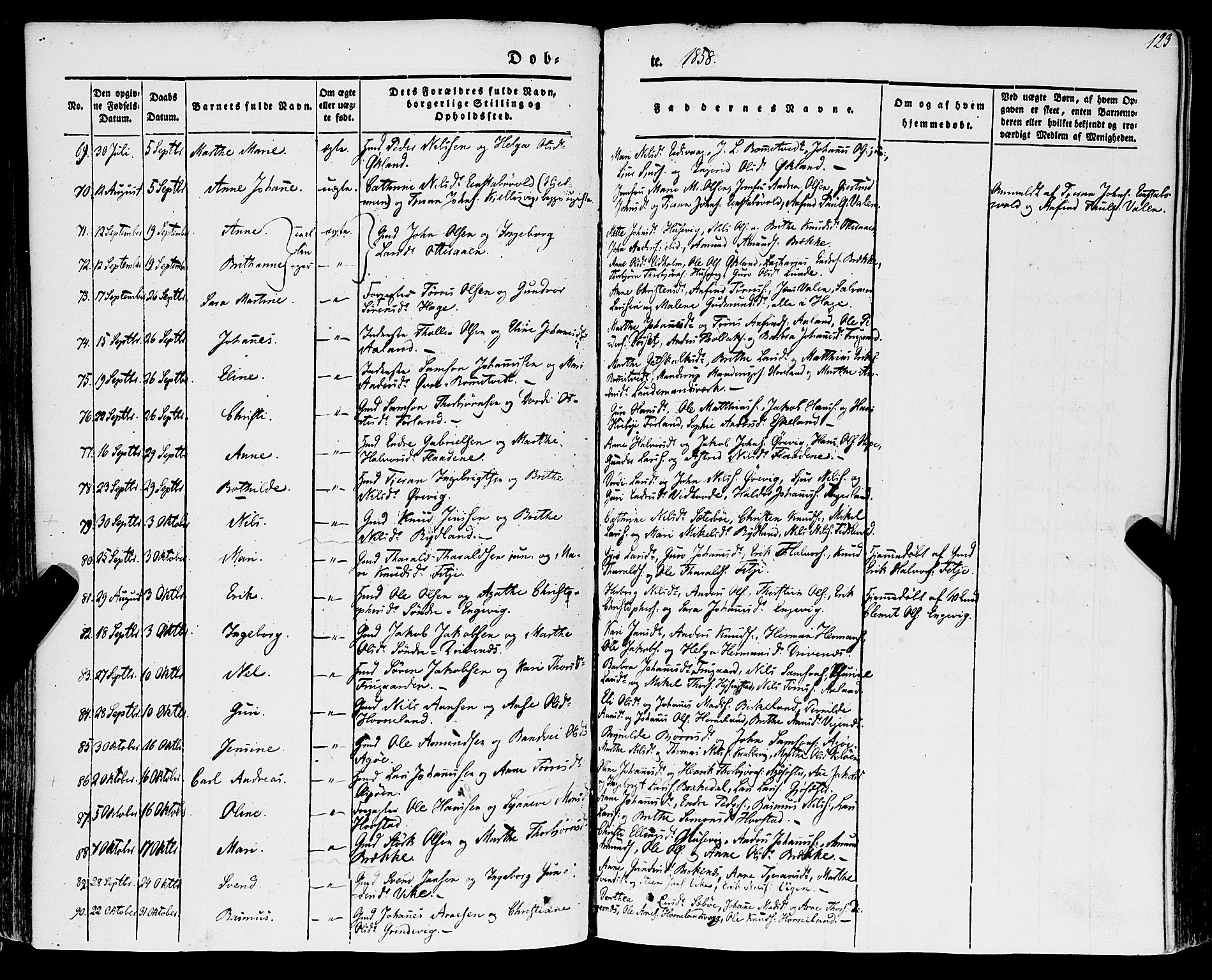 Stord sokneprestembete, SAB/A-78201/H/Haa: Parish register (official) no. A 7, 1841-1861, p. 123