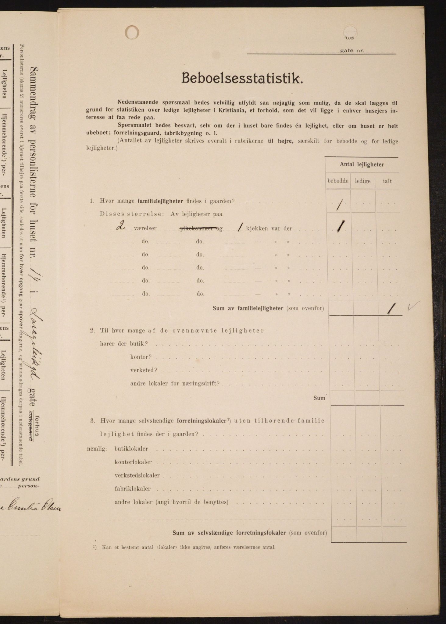 OBA, Municipal Census 1909 for Kristiania, 1909, p. 52071