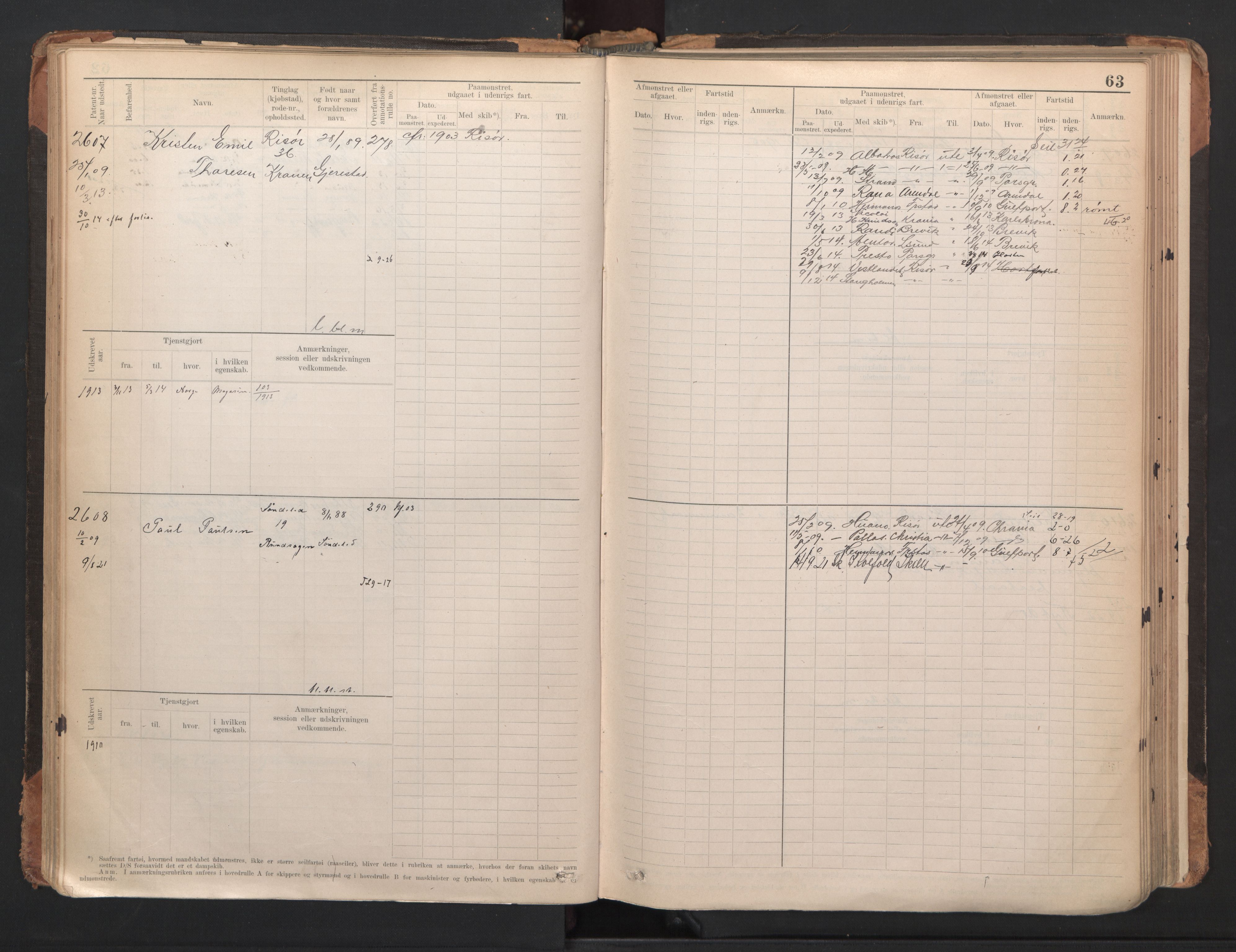 Risør mønstringskrets, AV/SAK-2031-0010/F/Fb/L0005: Hovedrulle A nr 2485-3065, Q-5, 1904-1948, p. 66