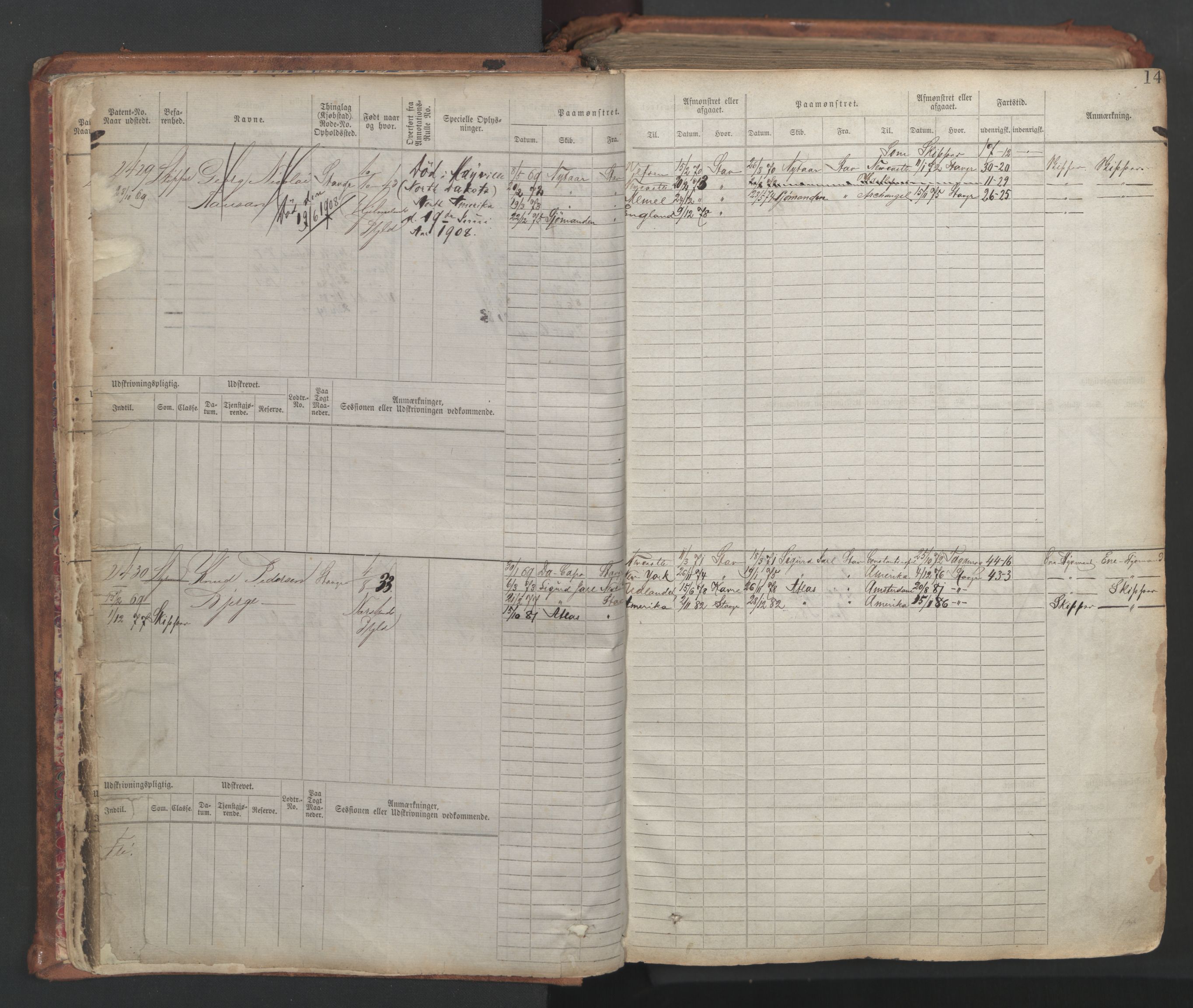 Stavanger sjømannskontor, AV/SAST-A-102006/F/Fb/Fbb/L0007: Sjøfartshovedrulle, patentnr. 2403-3604, 1869-1880, p. 17