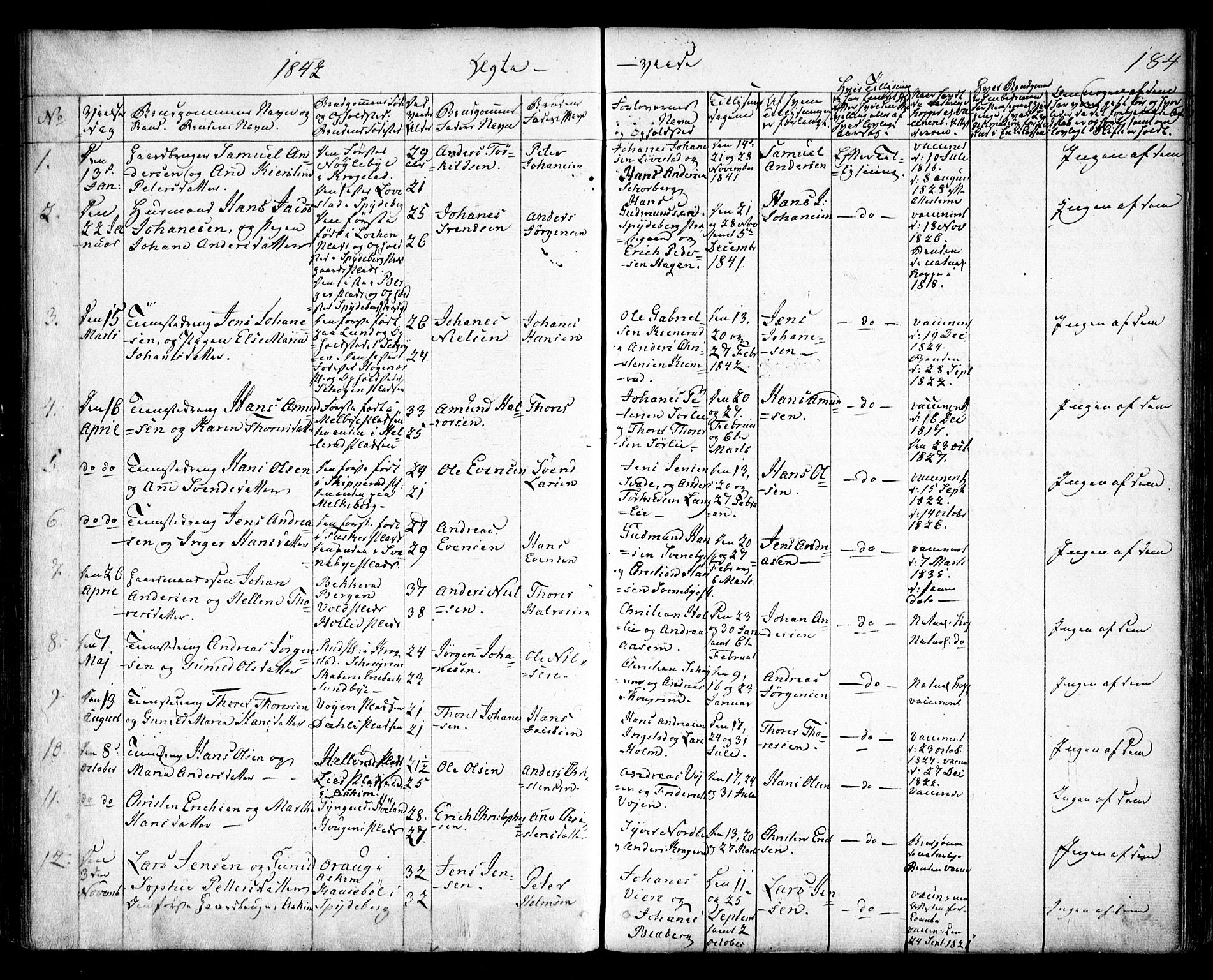 Spydeberg prestekontor Kirkebøker, SAO/A-10924/F/Fa/L0005: Parish register (official) no. I 5, 1842-1862, p. 184