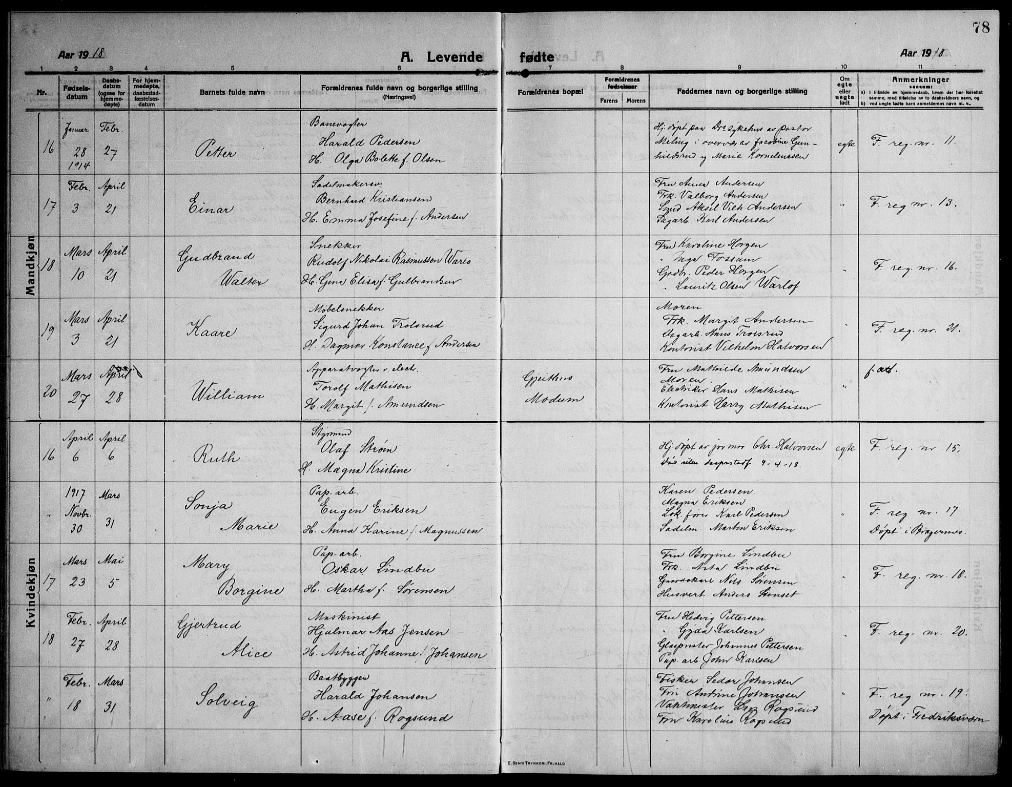 Strømsø kirkebøker, AV/SAKO-A-246/F/Fa/L0029: Parish register (official) no. I 27, 1915-1930, p. 78