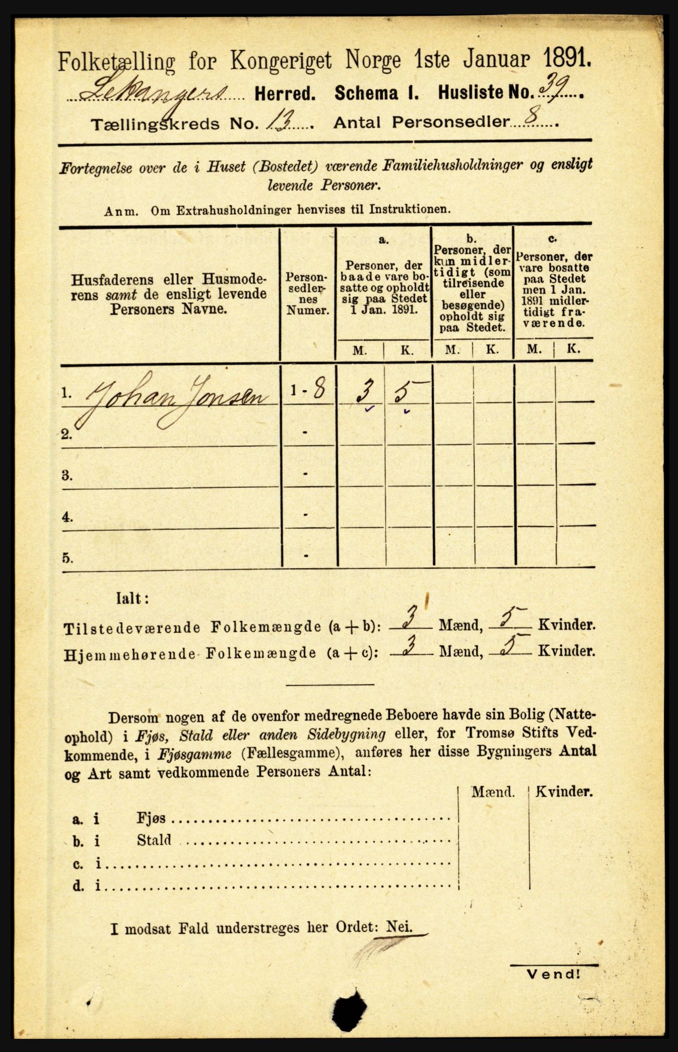 RA, 1891 census for 1419 Leikanger, 1891, p. 2451