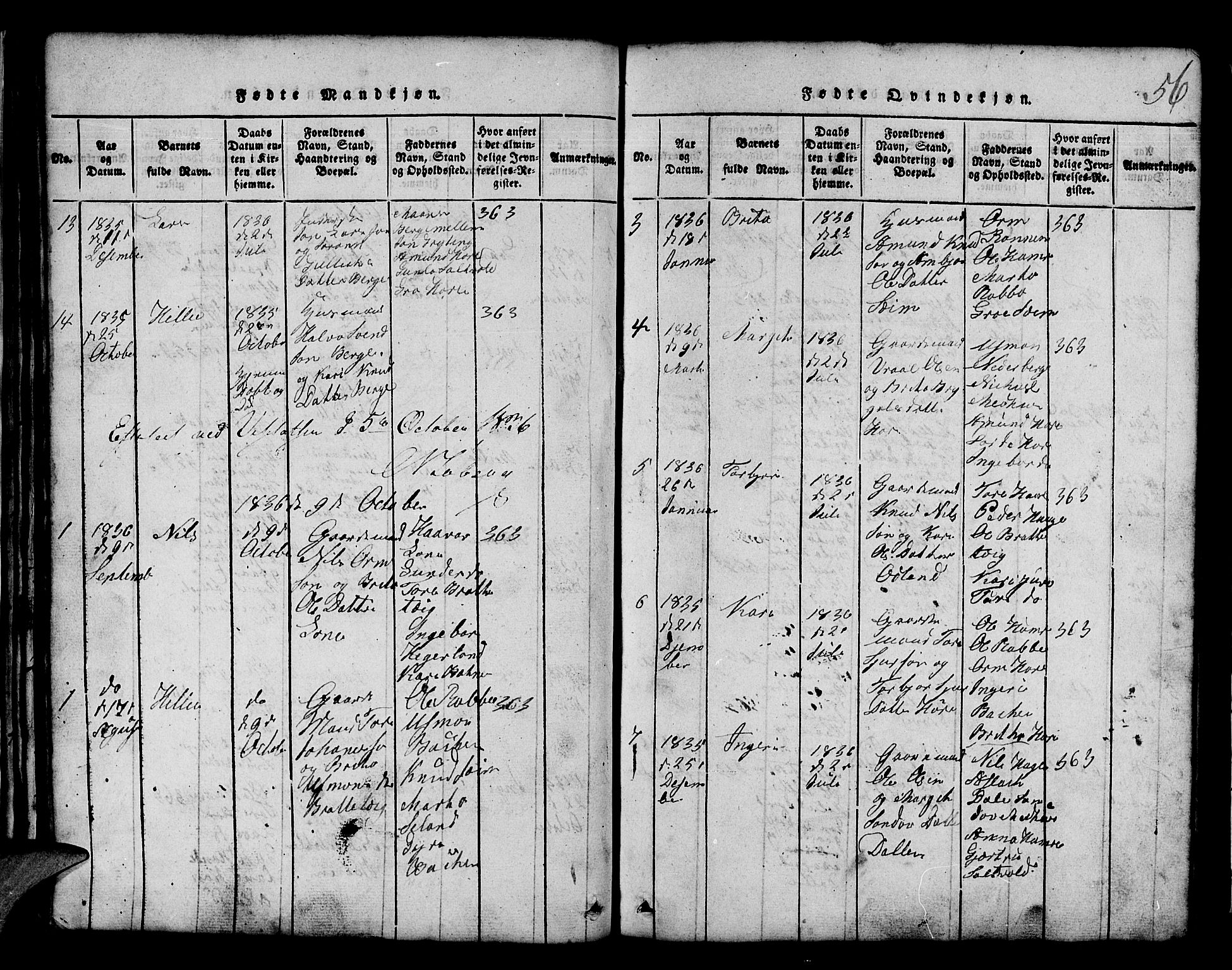 Røldal sokneprestembete, AV/SAB-A-100247: Parish register (copy) no. A 1, 1817-1860, p. 56