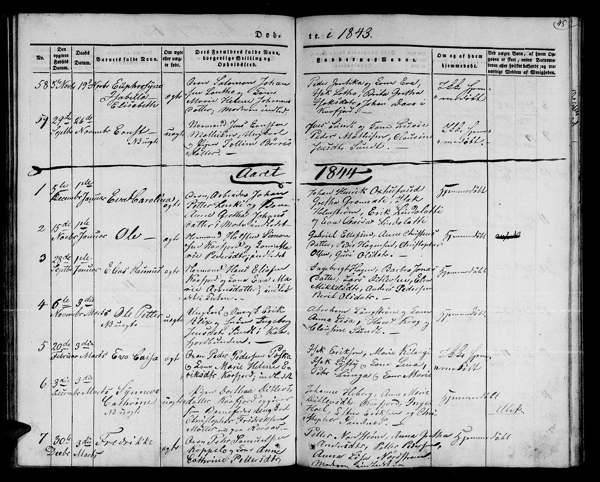 Talvik sokneprestkontor, SATØ/S-1337/H/Ha/L0015kirke: Parish register (official) no. 15, 1837-1847, p. 45