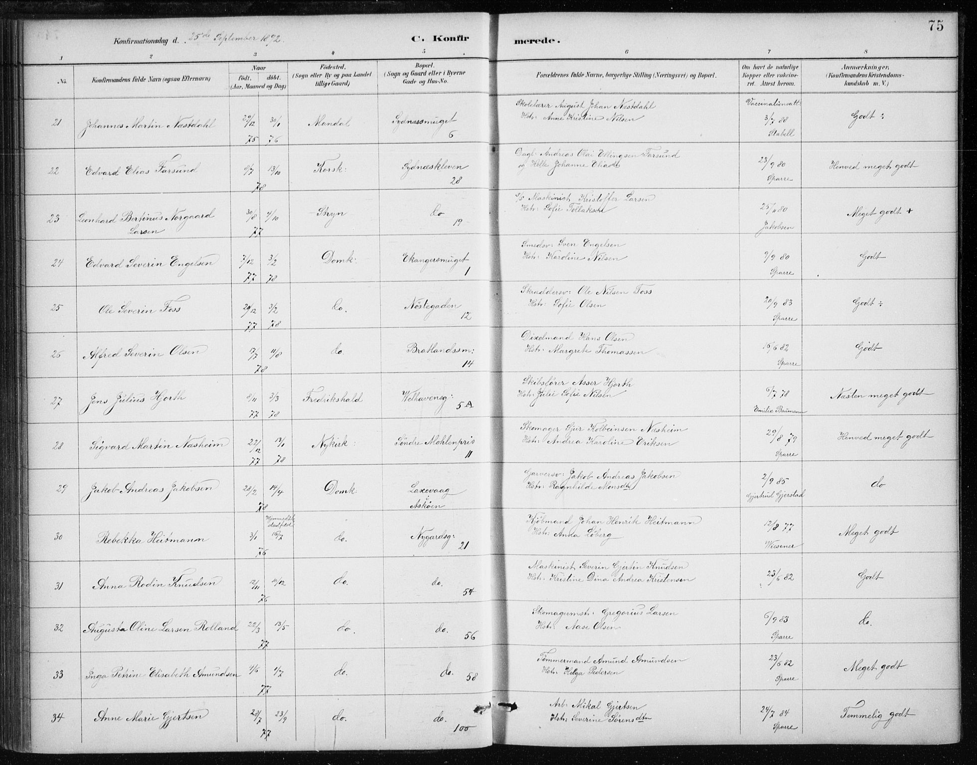Johanneskirken sokneprestembete, SAB/A-76001/H/Haa/L0008: Parish register (official) no. C 1, 1885-1907, p. 75
