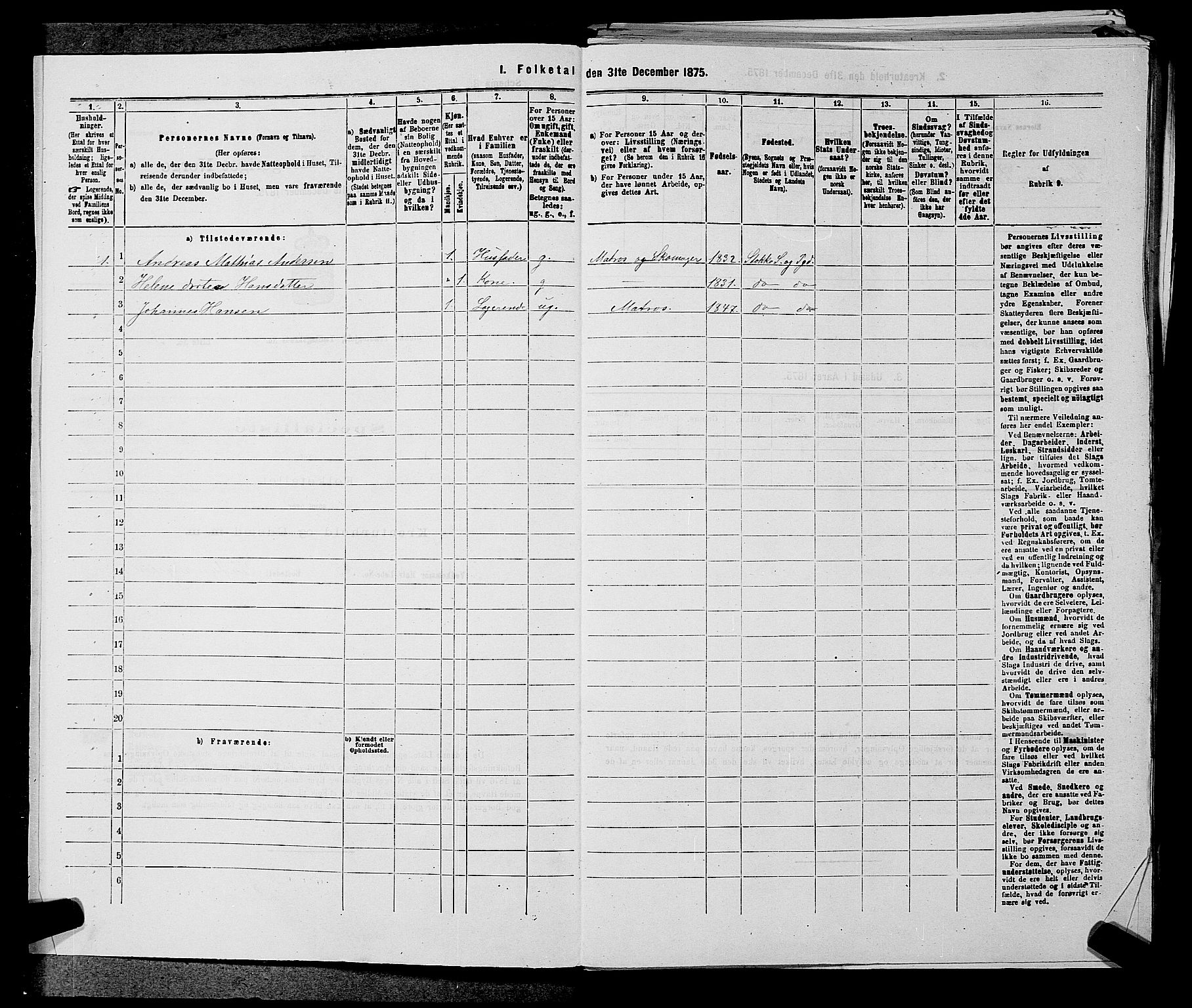 SAKO, 1875 census for 0720P Stokke, 1875, p. 300