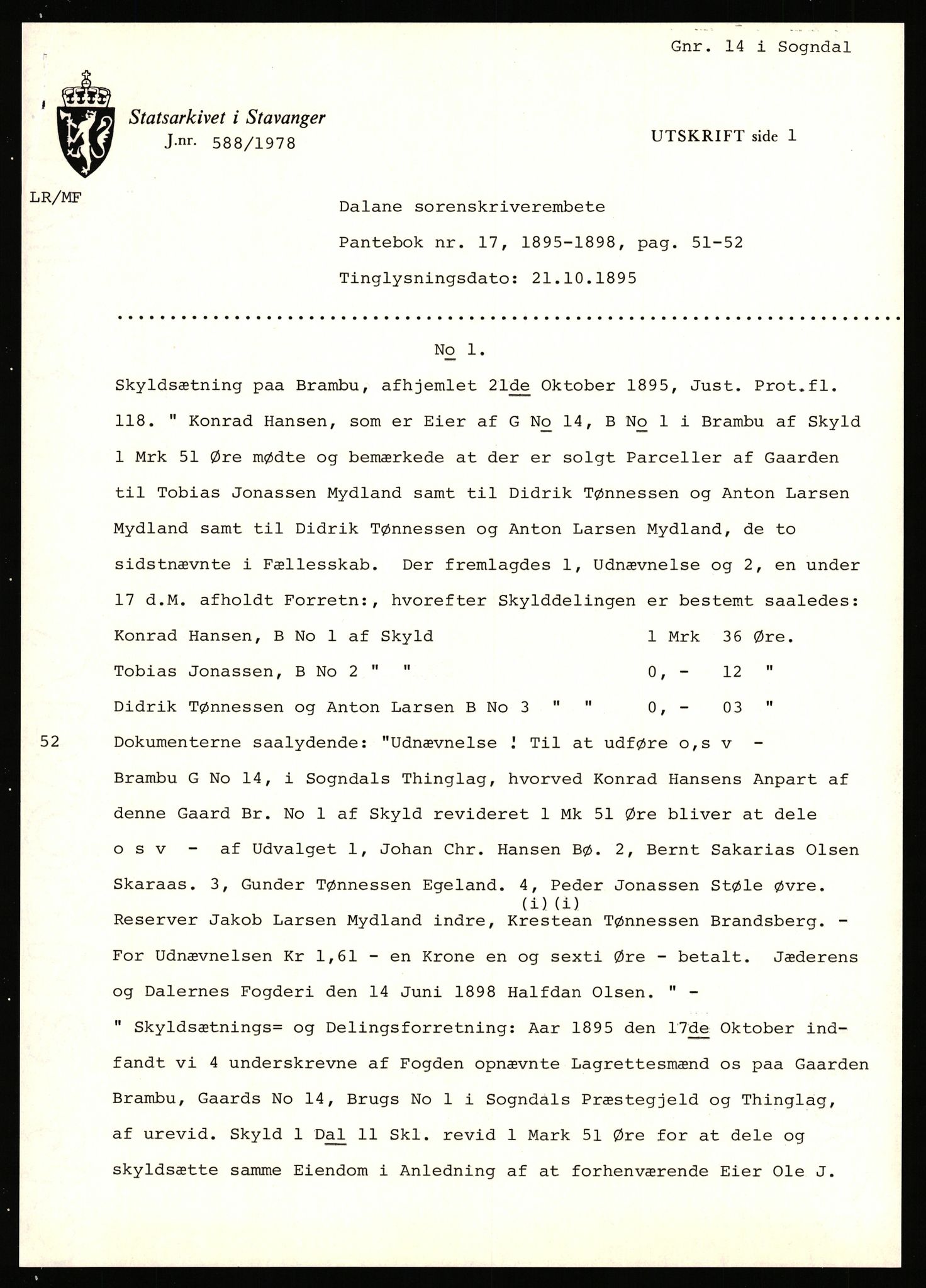 Statsarkivet i Stavanger, SAST/A-101971/03/Y/Yj/L0011: Avskrifter sortert etter gårdsnavn: Bratland i Vikedal - Brommeland, 1750-1930, p. 386