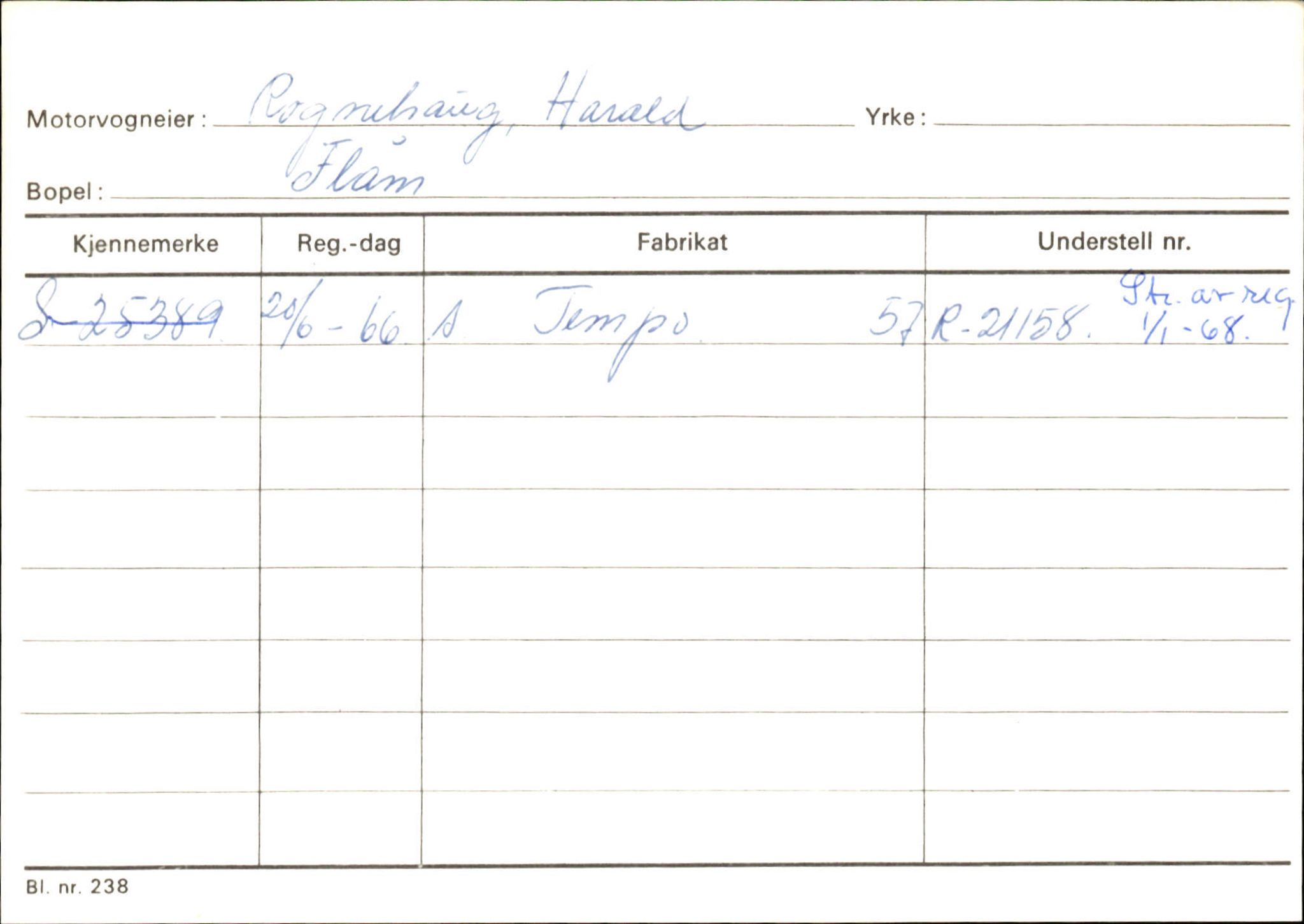 Statens vegvesen, Sogn og Fjordane vegkontor, SAB/A-5301/4/F/L0125: Eigarregister Sogndal V-Å. Aurland A-Å. Fjaler A-N, 1945-1975, p. 962