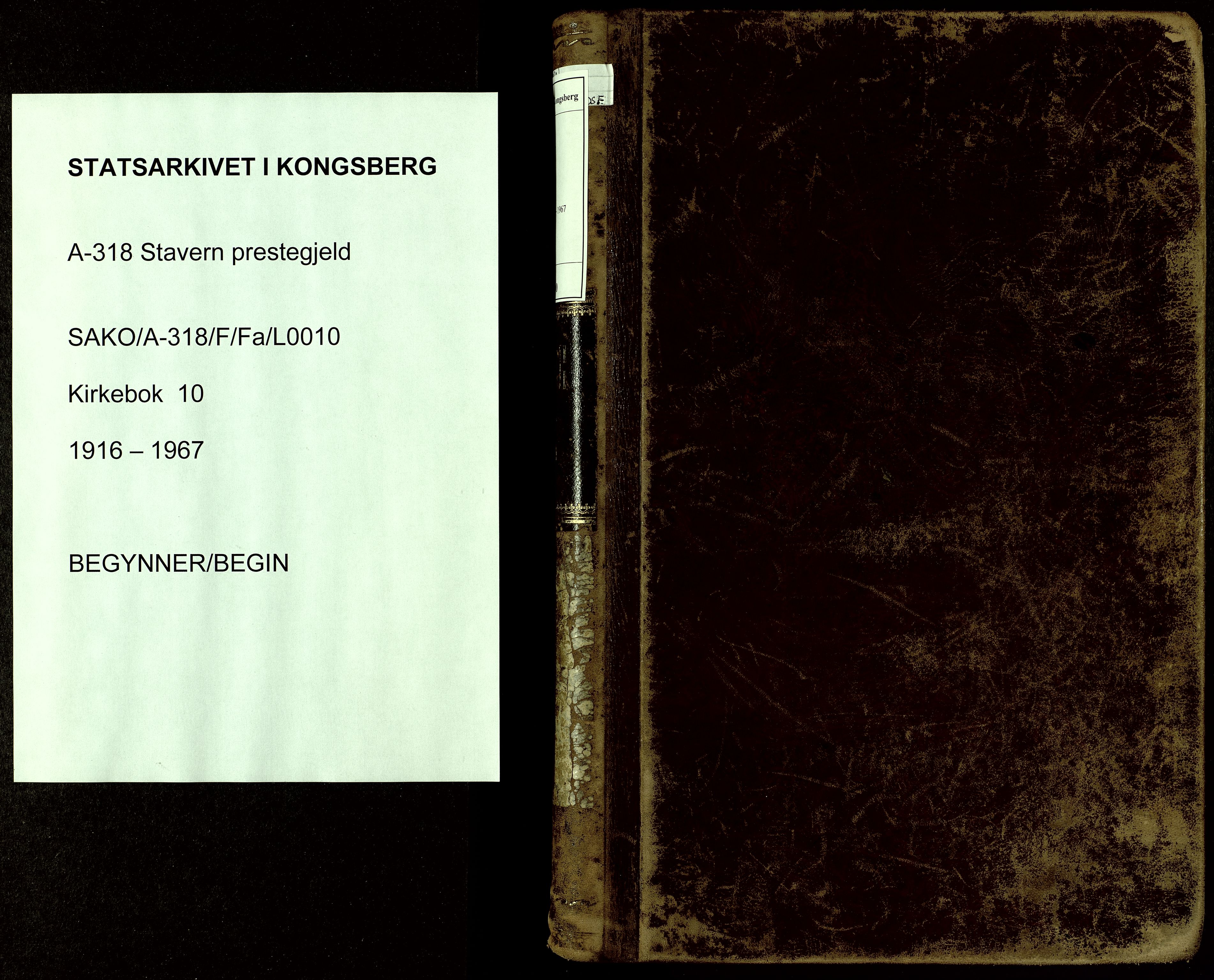 Stavern kirkebøker, SAKO/A-318/F/Fa/L0010: Parish register (official) no. 10, 1916-1967