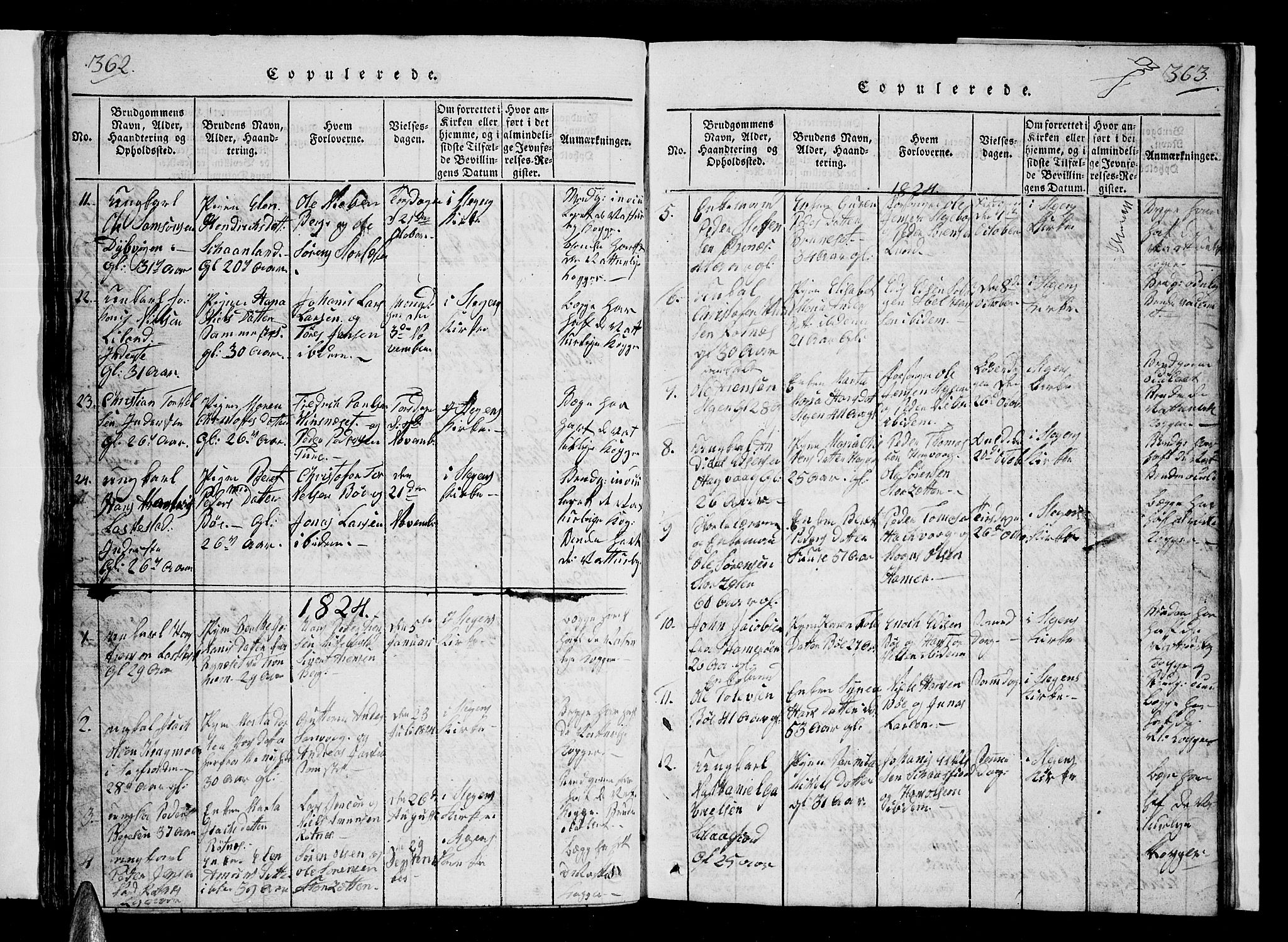 Ministerialprotokoller, klokkerbøker og fødselsregistre - Nordland, AV/SAT-A-1459/855/L0812: Parish register (copy) no. 855C01, 1821-1838, p. 362-363