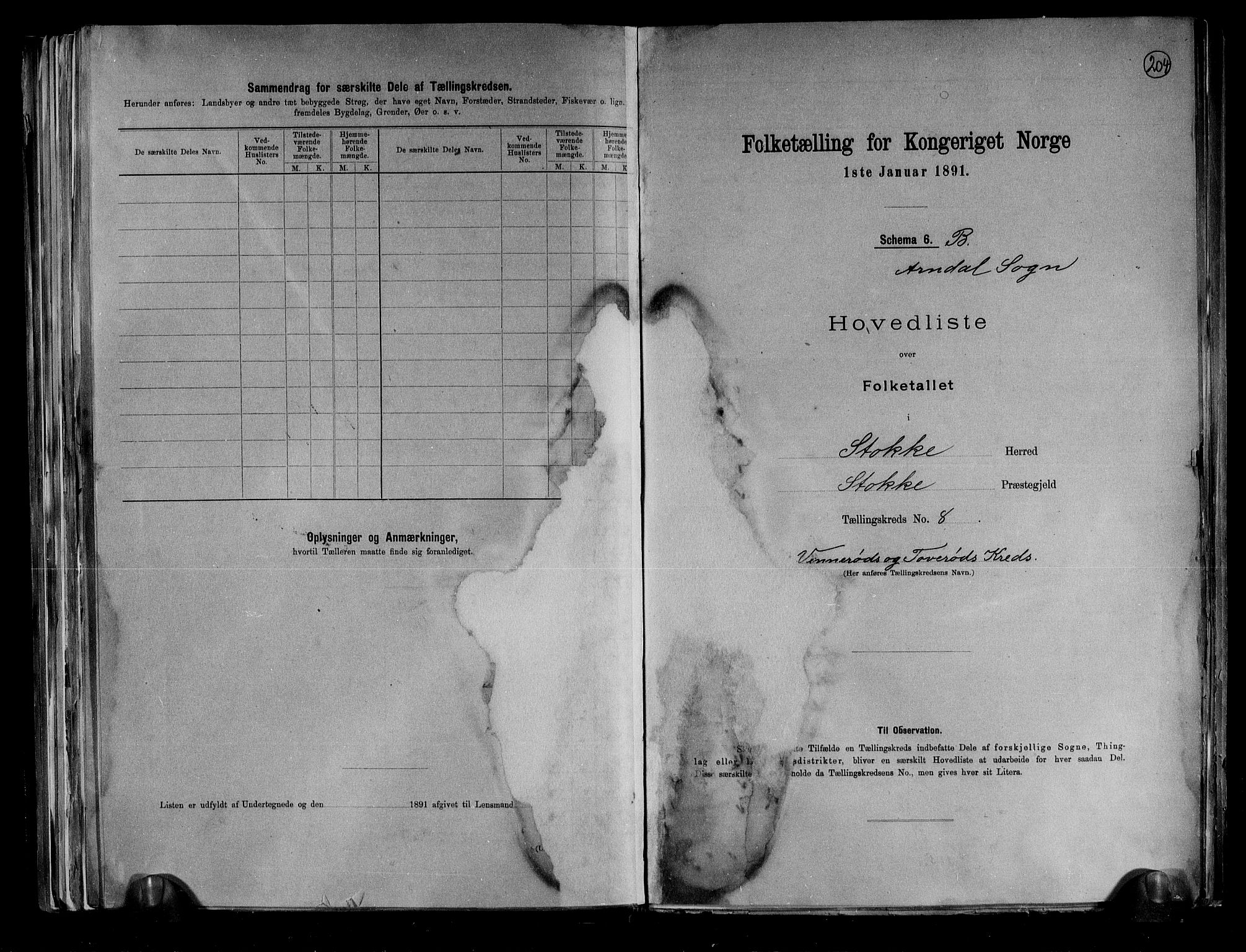 RA, 1891 census for 0720 Stokke, 1891, p. 31