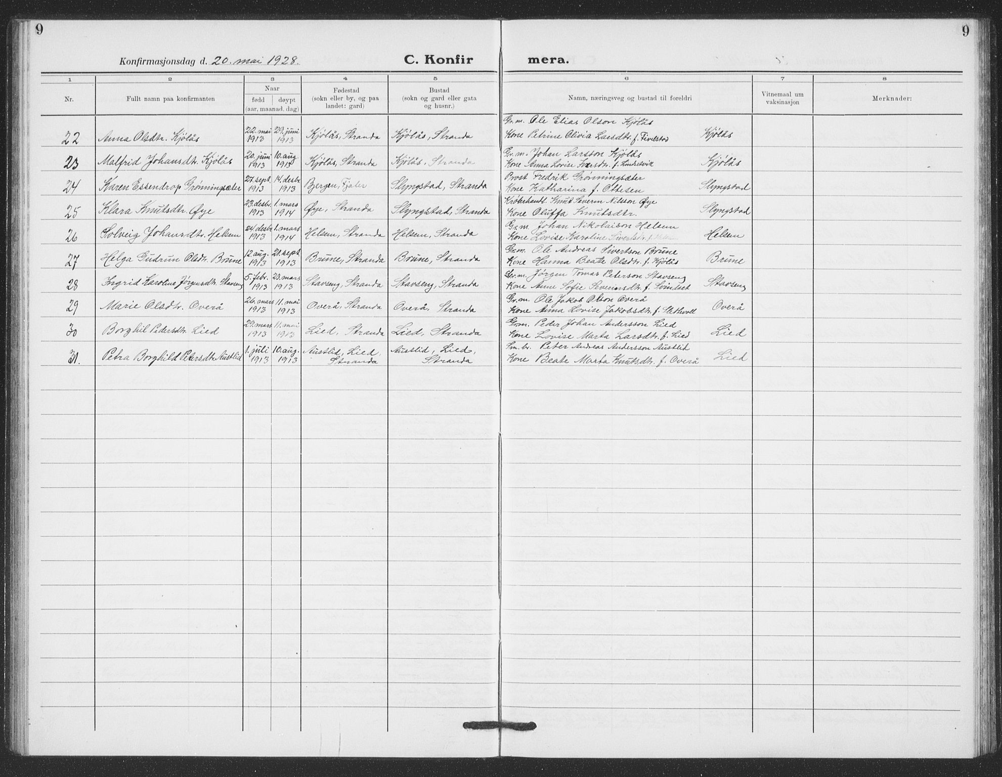 Ministerialprotokoller, klokkerbøker og fødselsregistre - Møre og Romsdal, AV/SAT-A-1454/520/L0294: Parish register (copy) no. 520C06, 1923-1938, p. 9