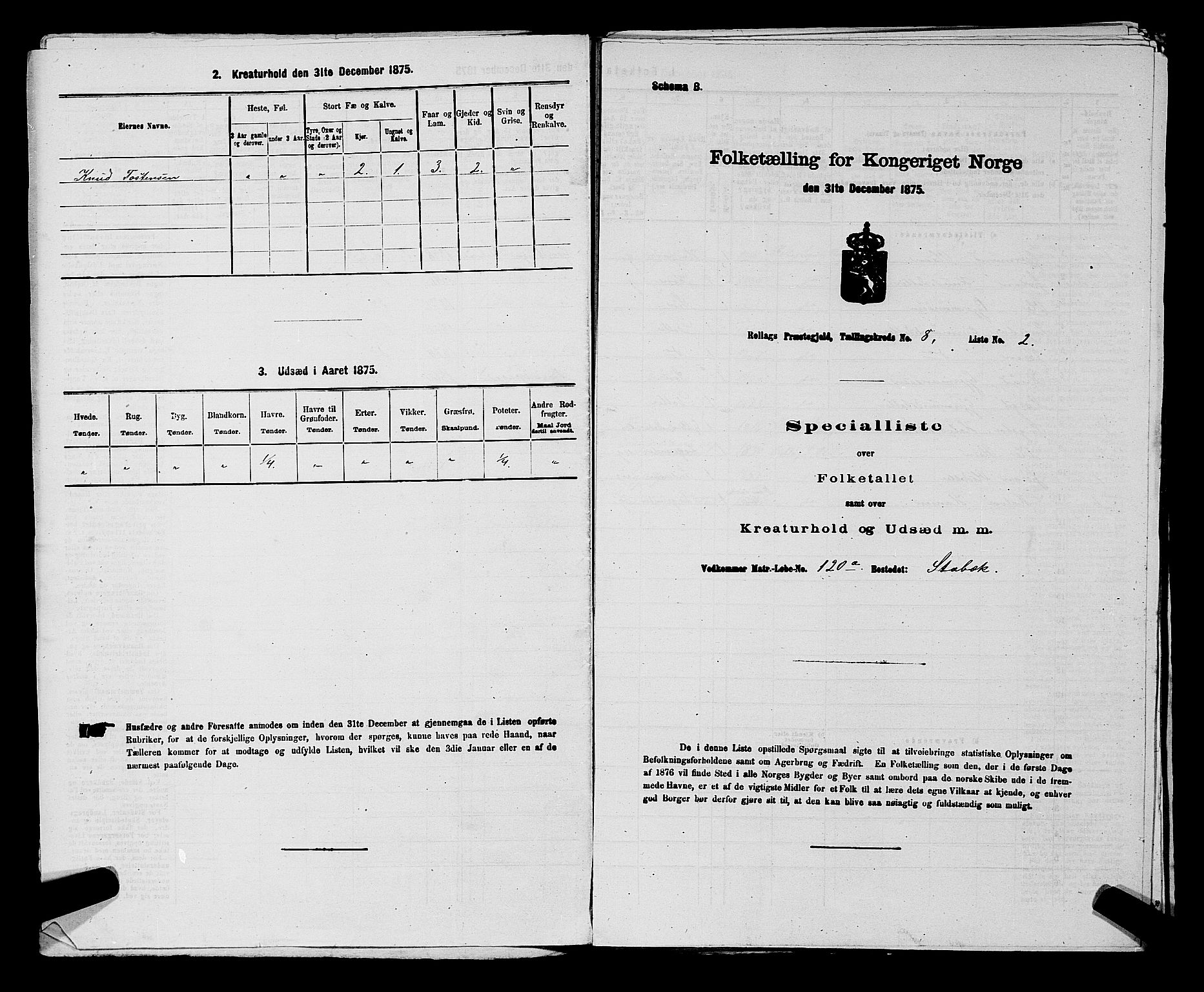 SAKO, 1875 census for 0632P Rollag, 1875, p. 520