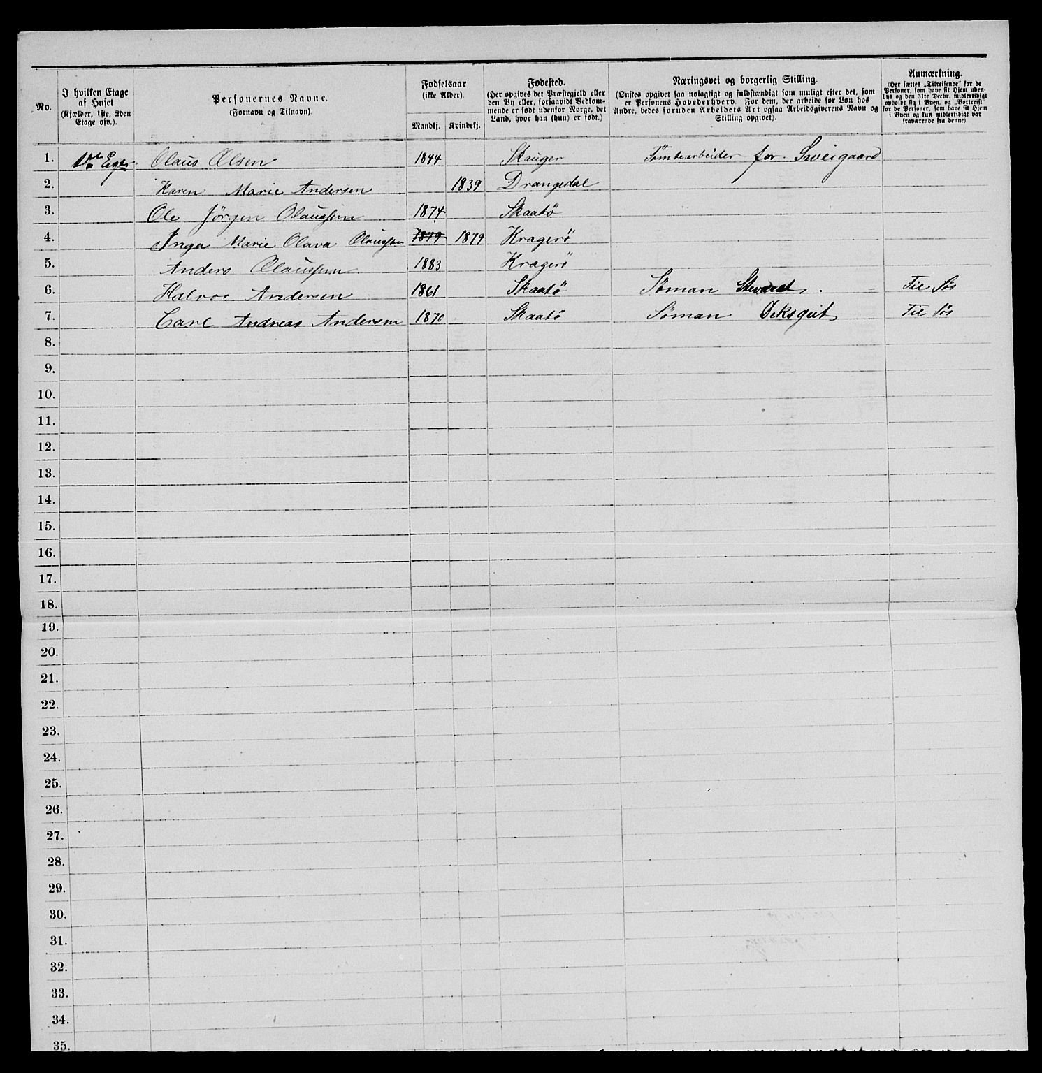 SAKO, 1885 census for 0801 Kragerø, 1885, p. 404