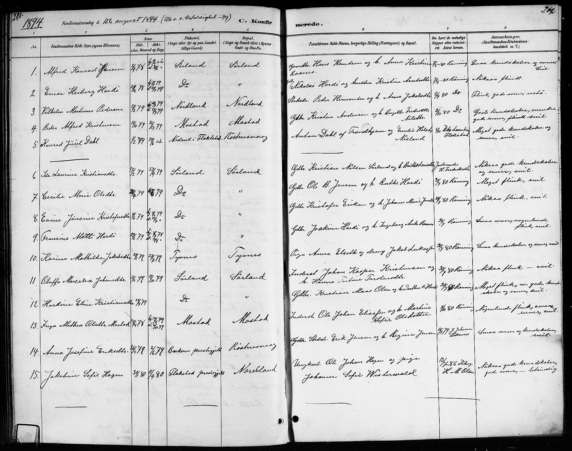 Ministerialprotokoller, klokkerbøker og fødselsregistre - Nordland, AV/SAT-A-1459/807/L0123: Parish register (copy) no. 807C01, 1884-1910, p. 208-209