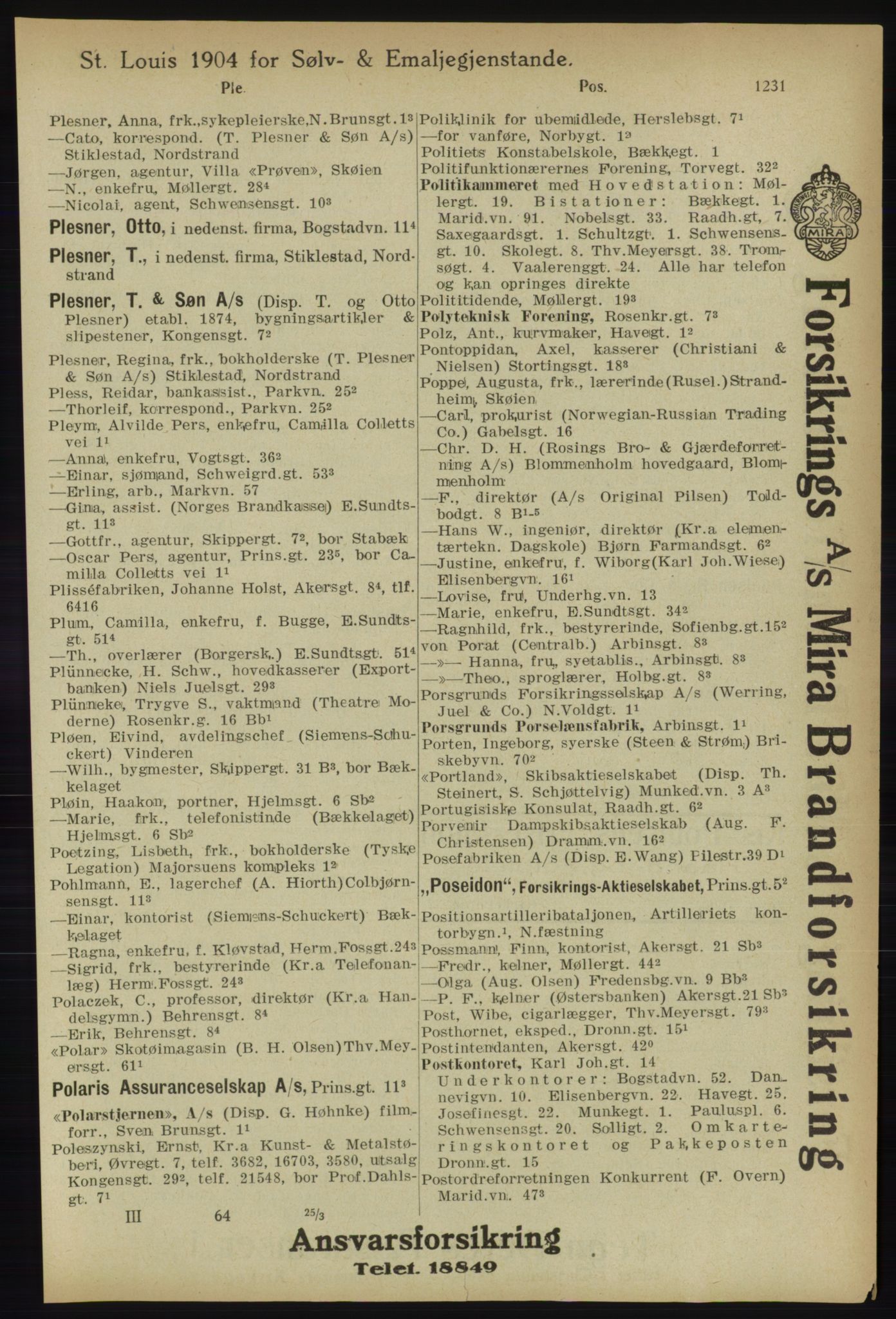 Kristiania/Oslo adressebok, PUBL/-, 1918, p. 1256