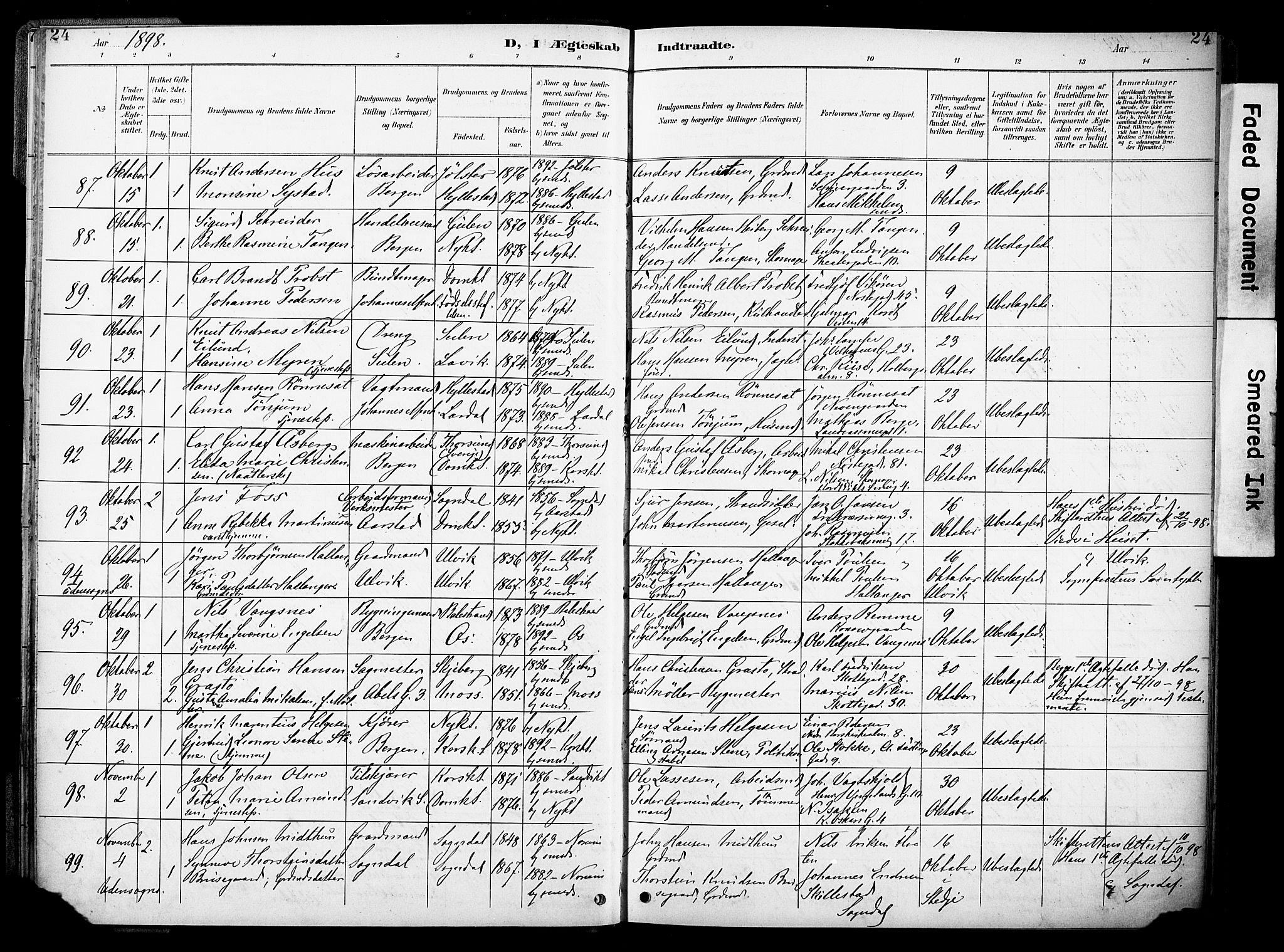 Nykirken Sokneprestembete, AV/SAB-A-77101/H/Haa/L0034: Parish register (official) no. D 4, 1896-1905, p. 24