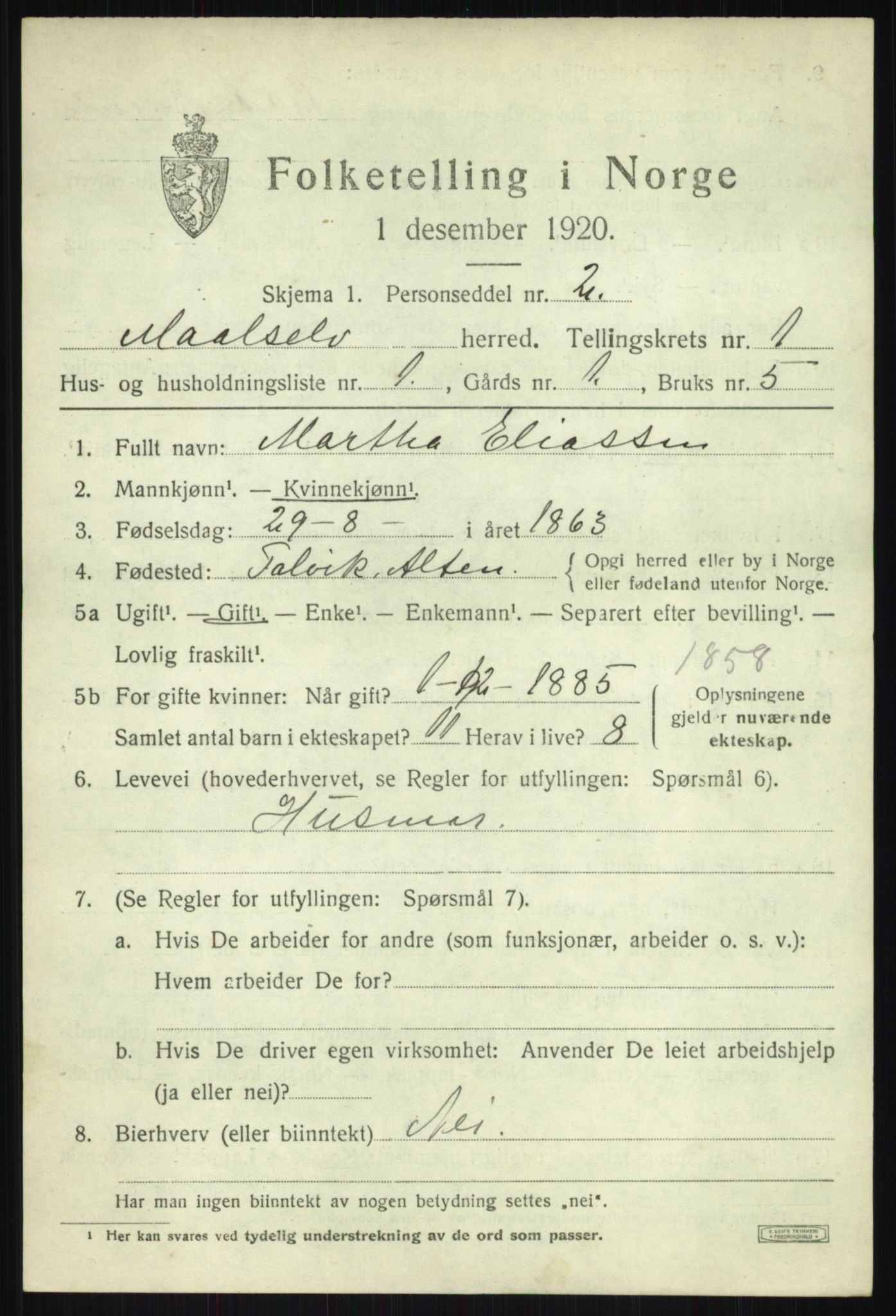 SATØ, 1920 census for Målselv, 1920, p. 1387