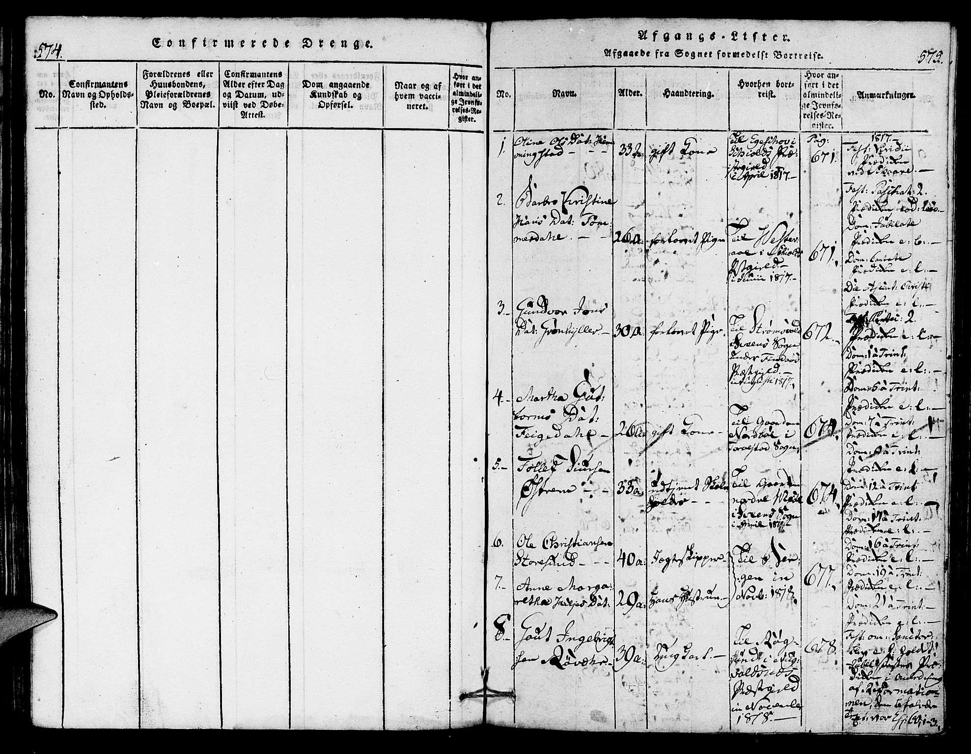 Torvastad sokneprestkontor, AV/SAST-A -101857/H/Ha/Haa/L0004: Parish register (official) no. A 4, 1817-1836, p. 574-575