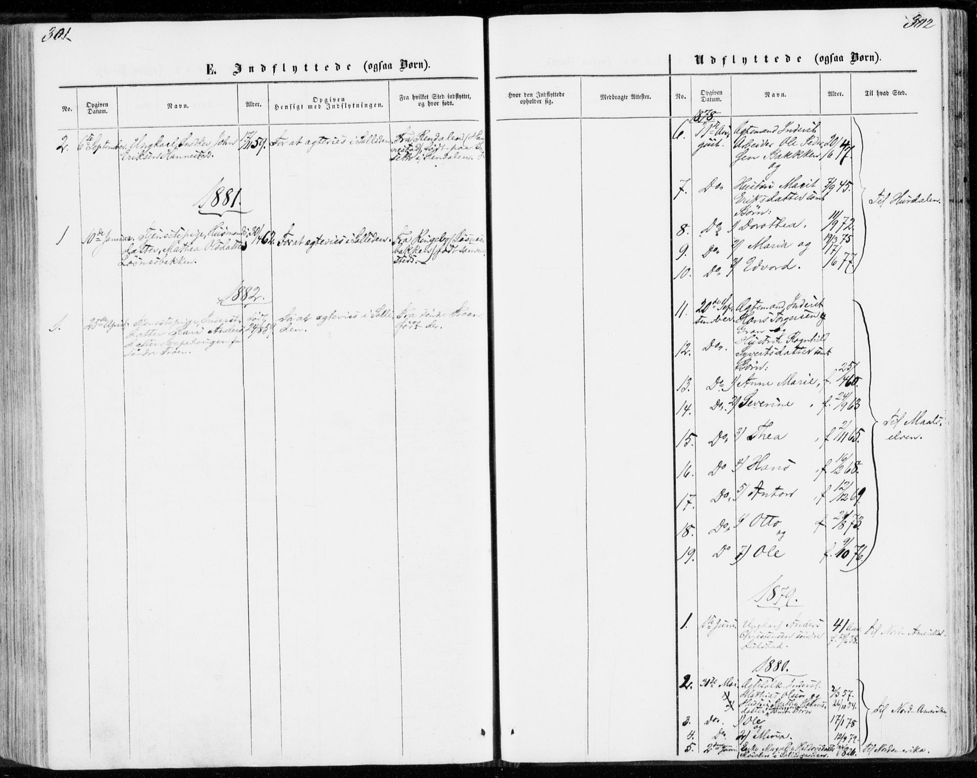 Sollia prestekontor, SAH/PREST-050/H/Ha/Haa/L0001: Parish register (official) no. 1, 1856-1885, p. 301-302